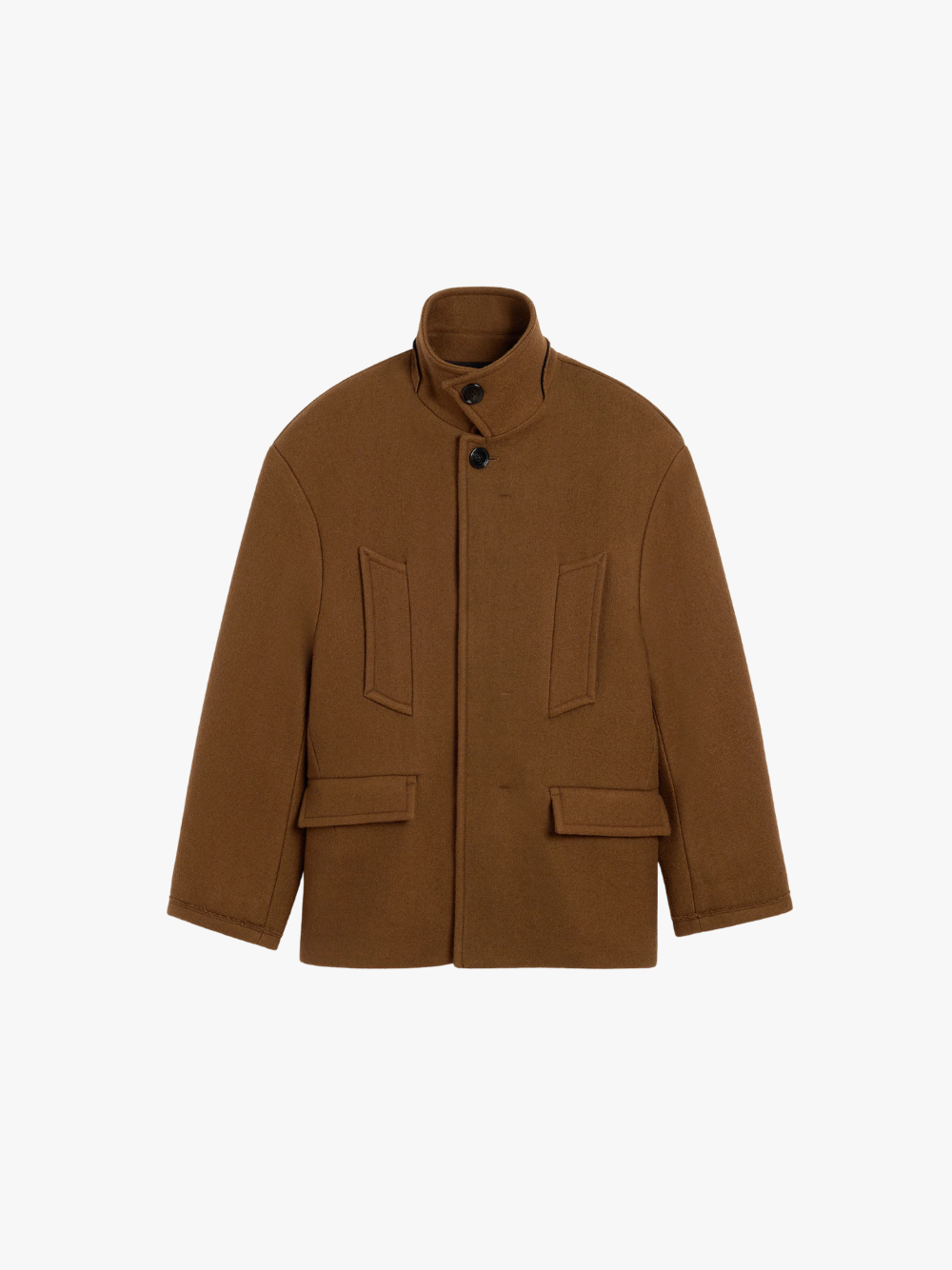 AMI Paris Oversized Peacoat aus brauner Wolle mit hohem Kragen Braun Herren