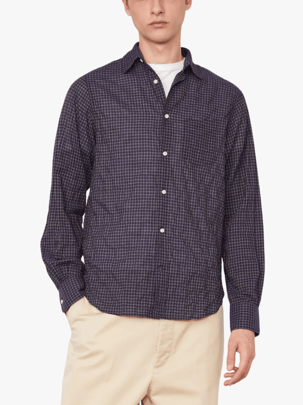 Officine Generale Benoit Hemd Dark Navy White Herren