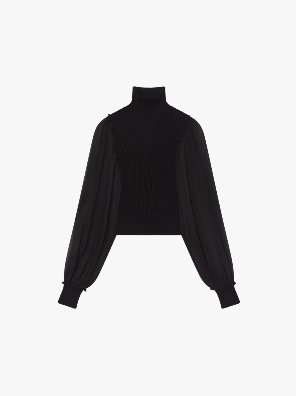 FRAME The Sheer Sleeve Top Schwarz Damen Top