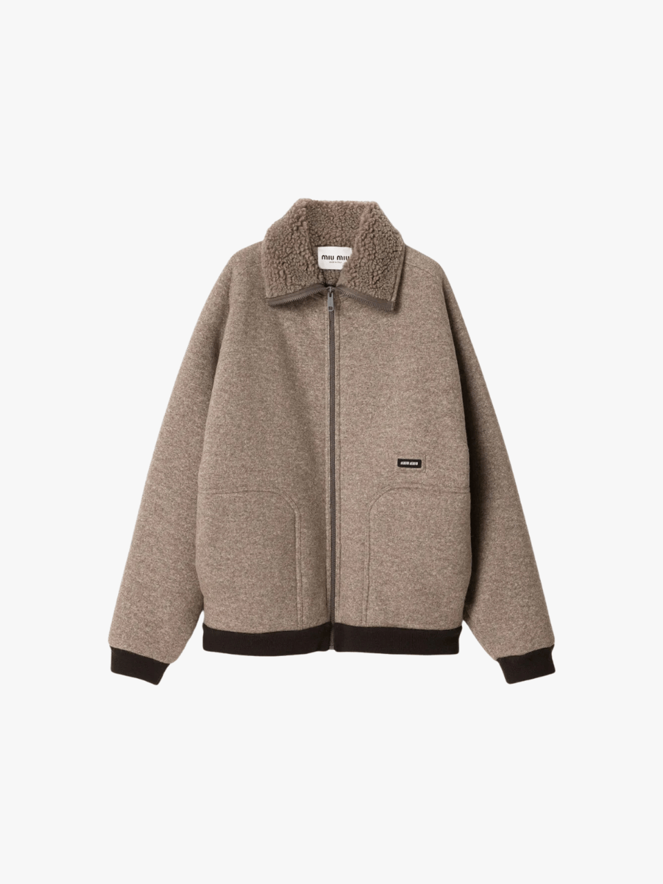 Miu Miu cotton fleece blouson jacket with zip and drawstring Women