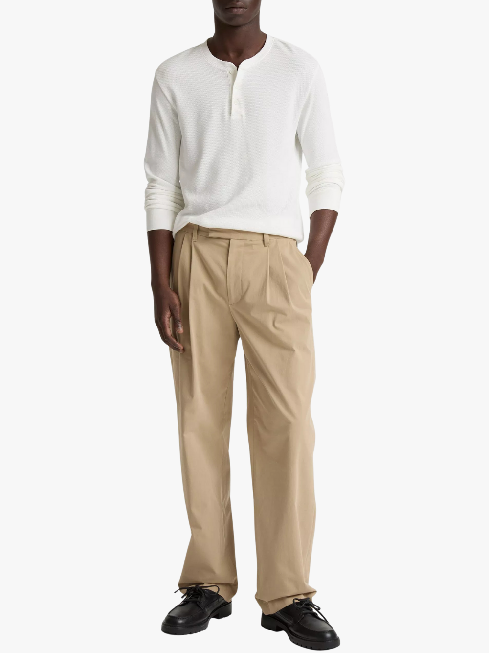 Vince Jacquard‑Rib Cotton Henley Off White Herren