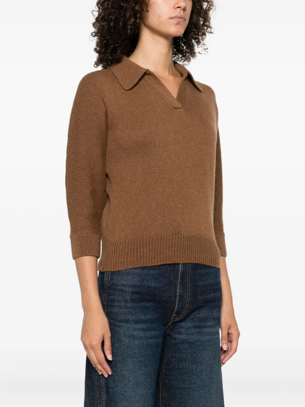 KHAITE Herve polo sweater brown women