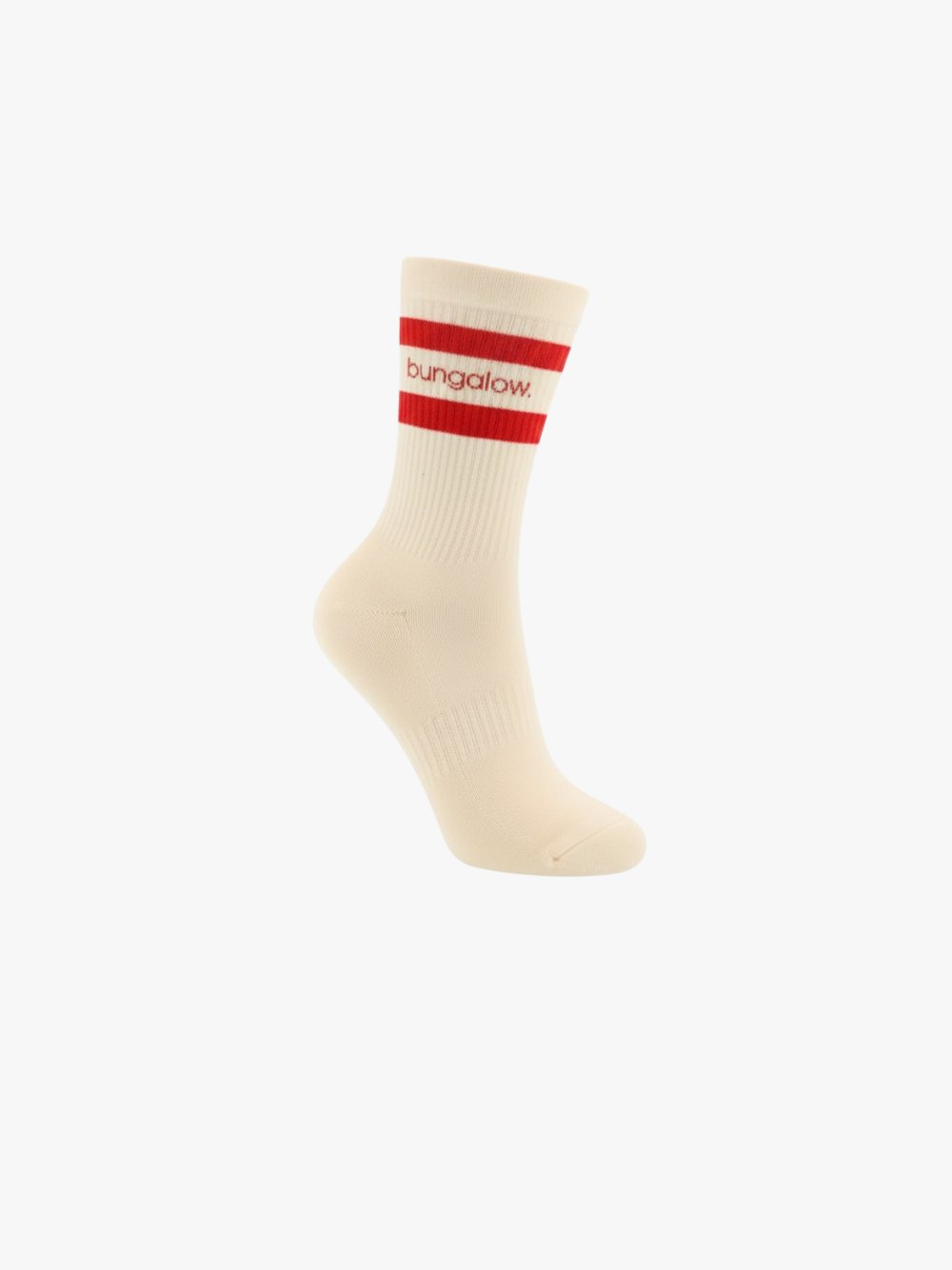 Bungalow Socken Weiß mit Roten Streifen – Größe 39–44 Unisex