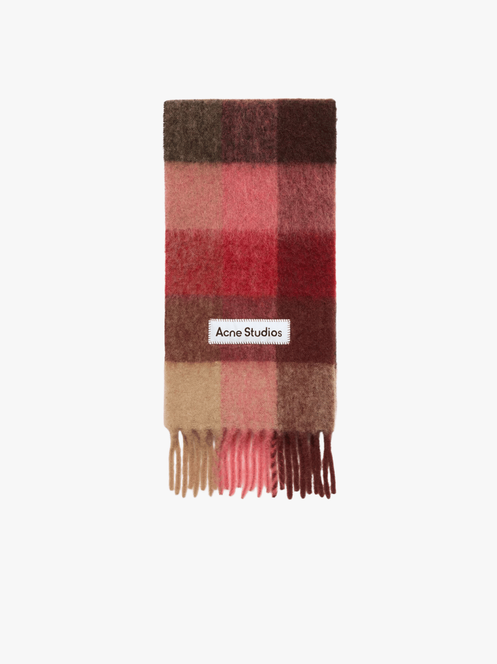 Acne Studios Checked Mohair Scarf Red/Pink/Beige Men