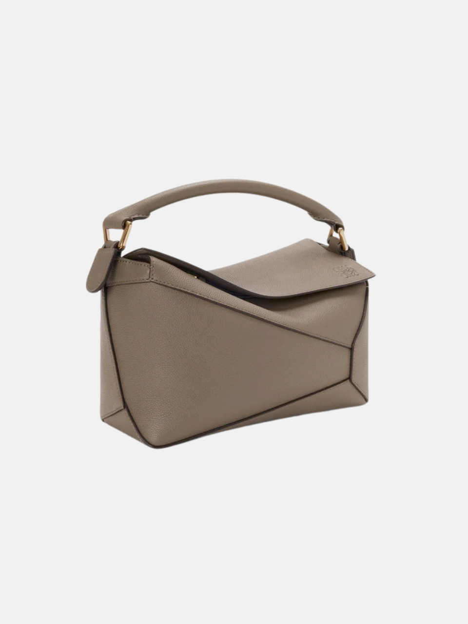 Loewe Kleine Puzzle Edge Tasche aus weichem, genarbtem Kalbsleder Taupe Damen