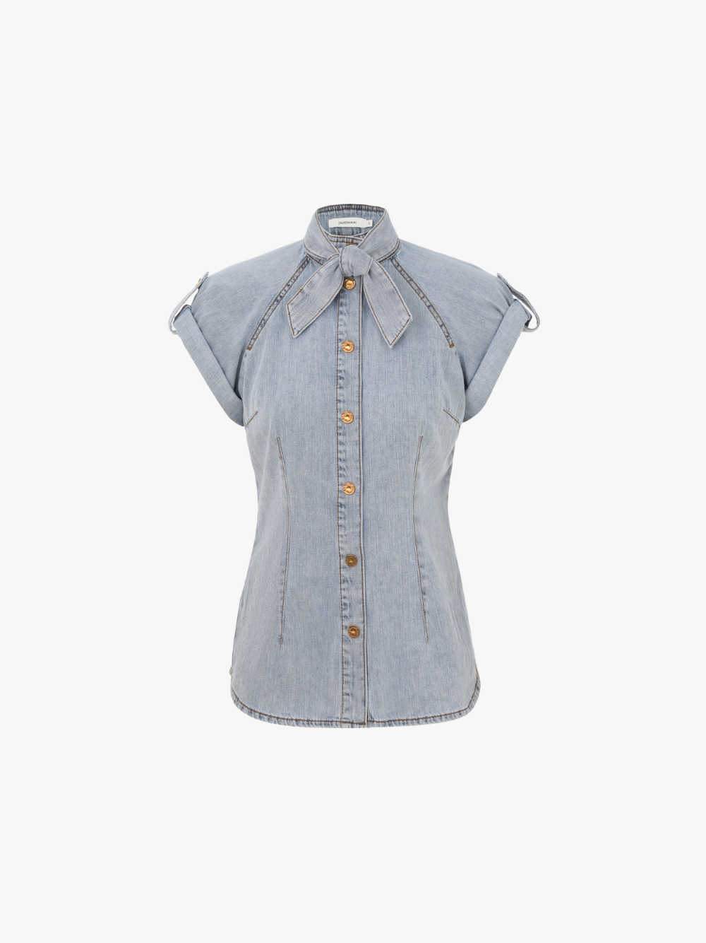 Zimmermann Denim Tie-Neck Shirt Castaway Damen