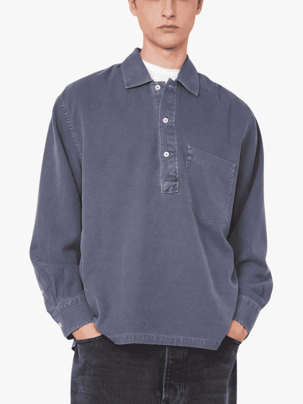 Officine Générale Jordy Hemd aus Baumwoll-Twill Denim Blue Herren