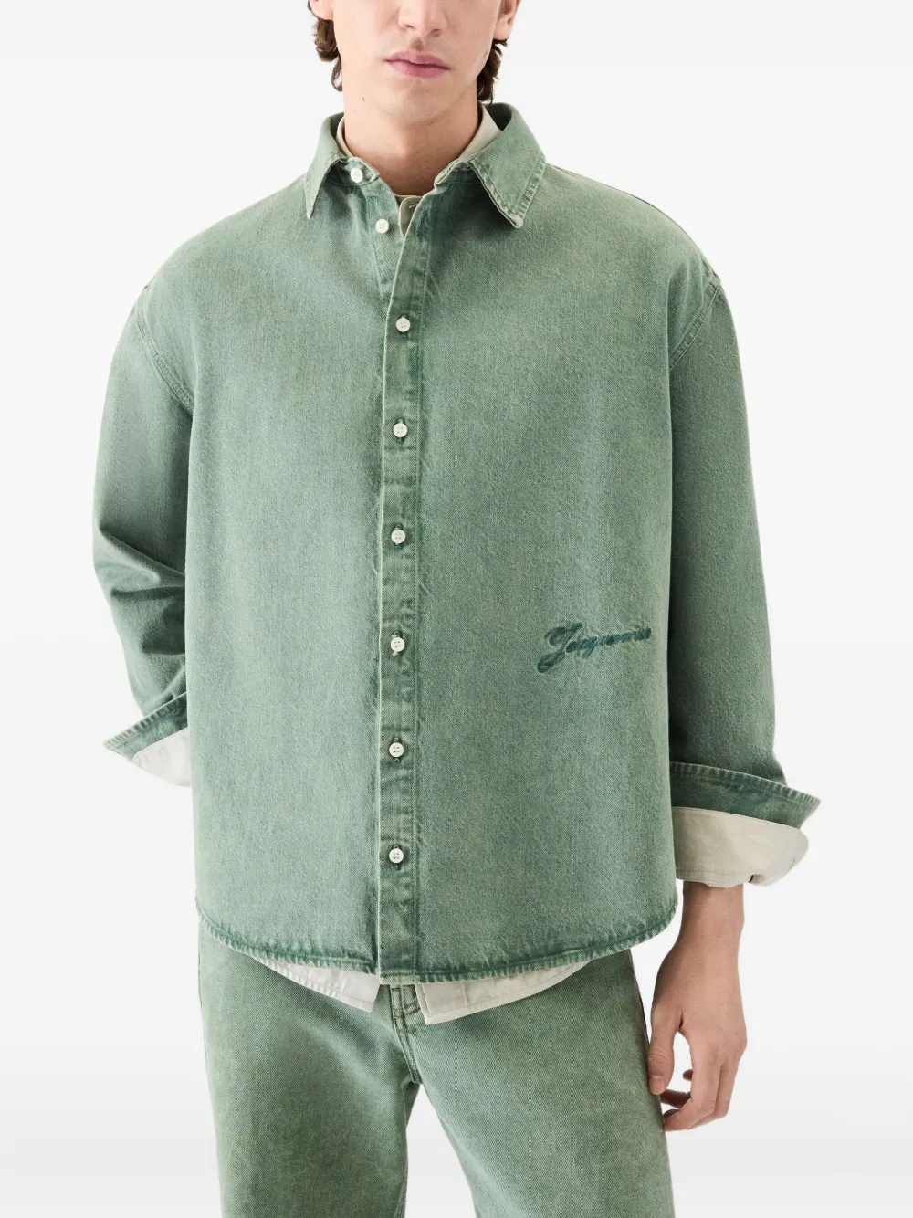 Jacquemus Ausgeblichenes Jeanshemd Grün Herren