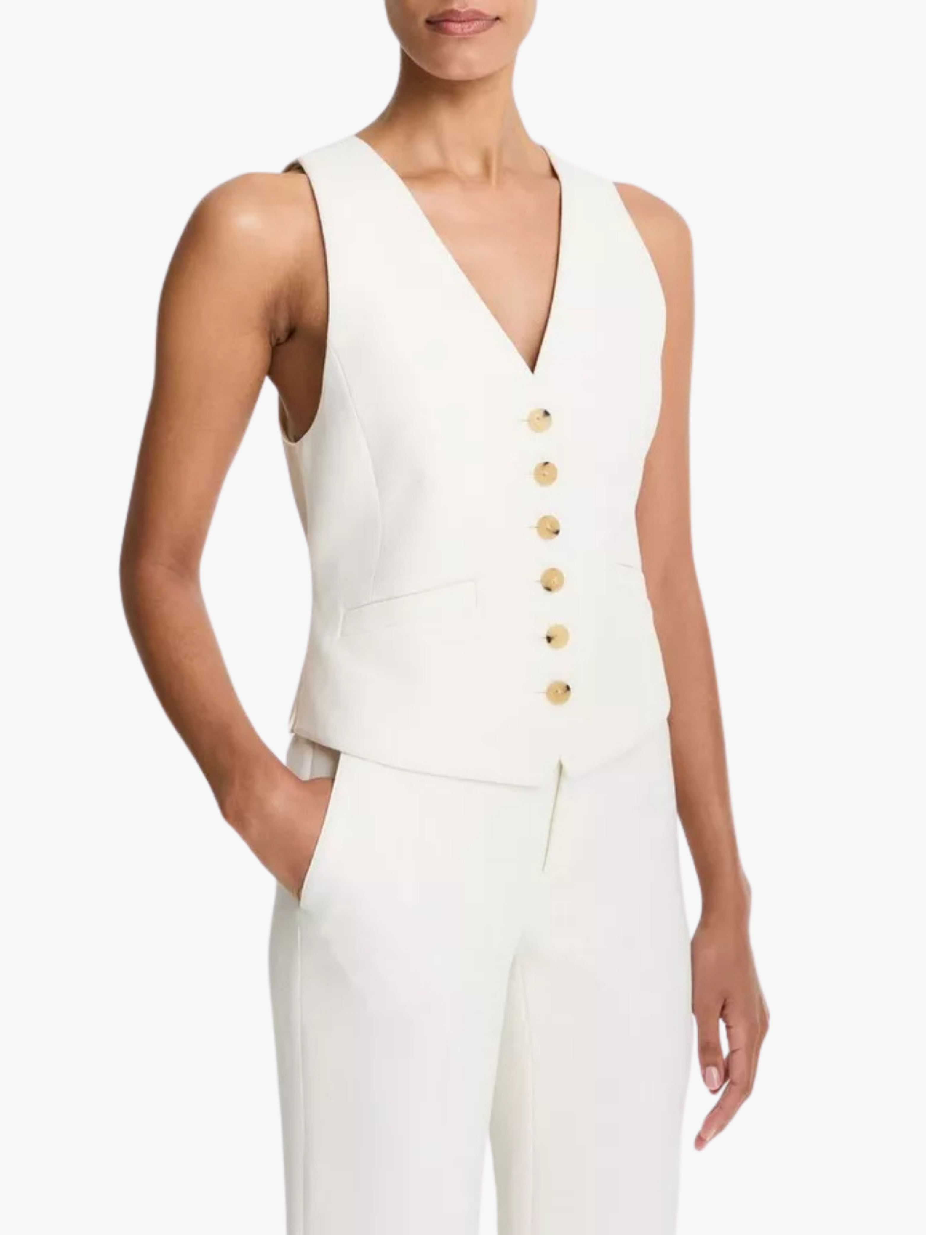Vince Sculptural Fitted Vest White Women