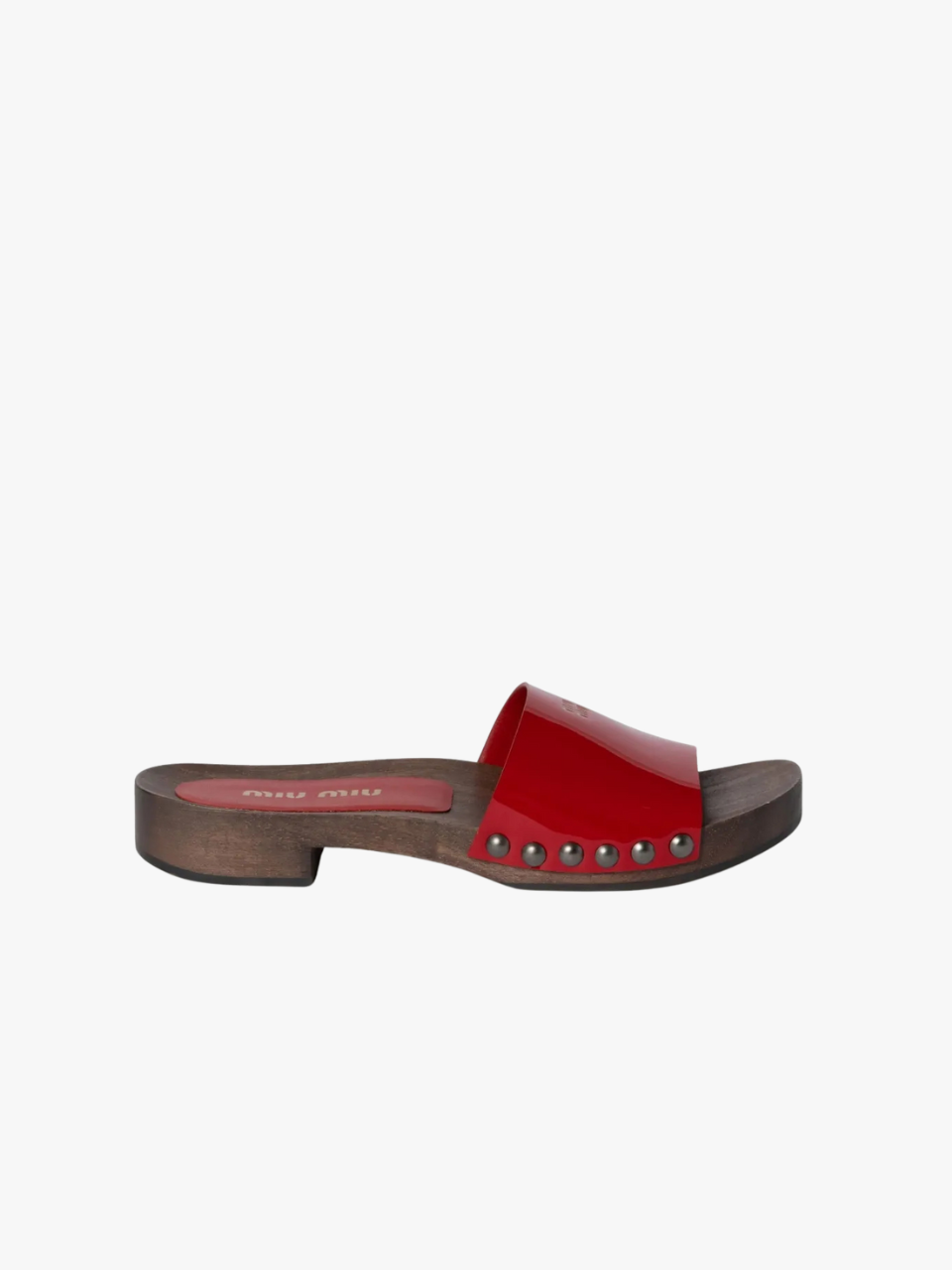 Miu Miu Pantoletten aus Leder Rubinrot Damen