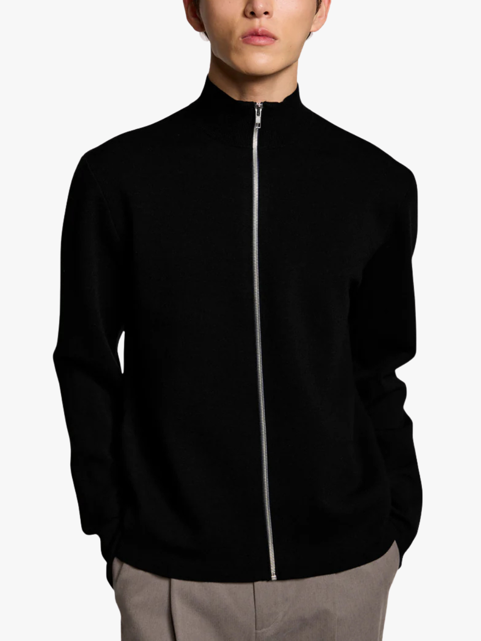 Kiefermann Dimitri Strickjacke mit hohem Kragen Schwarz Herren