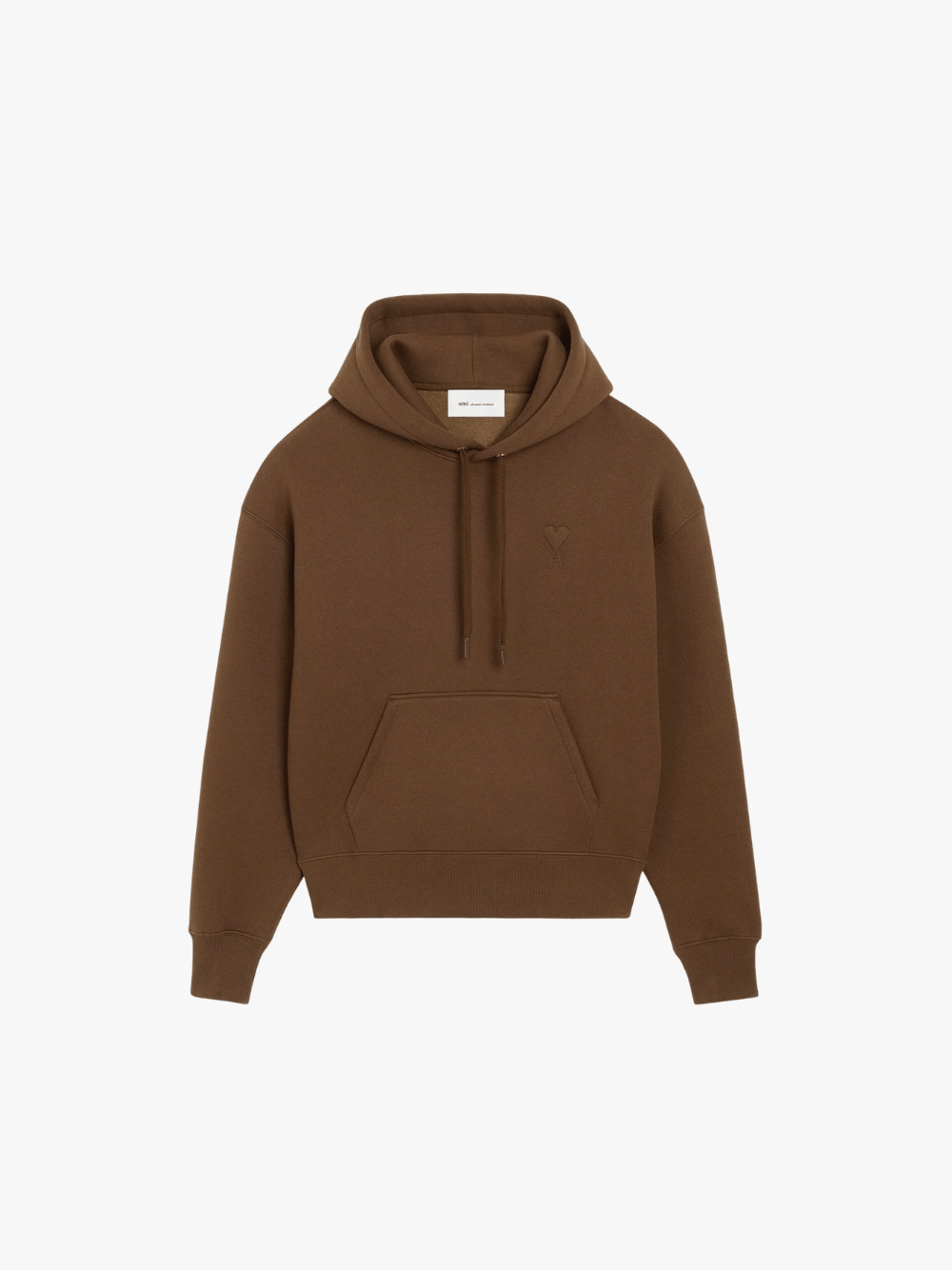 Ami Paris Ami de Coeur Hoodie aus brauner Baumwolle mit Prägung Schokoladenbraun Herren