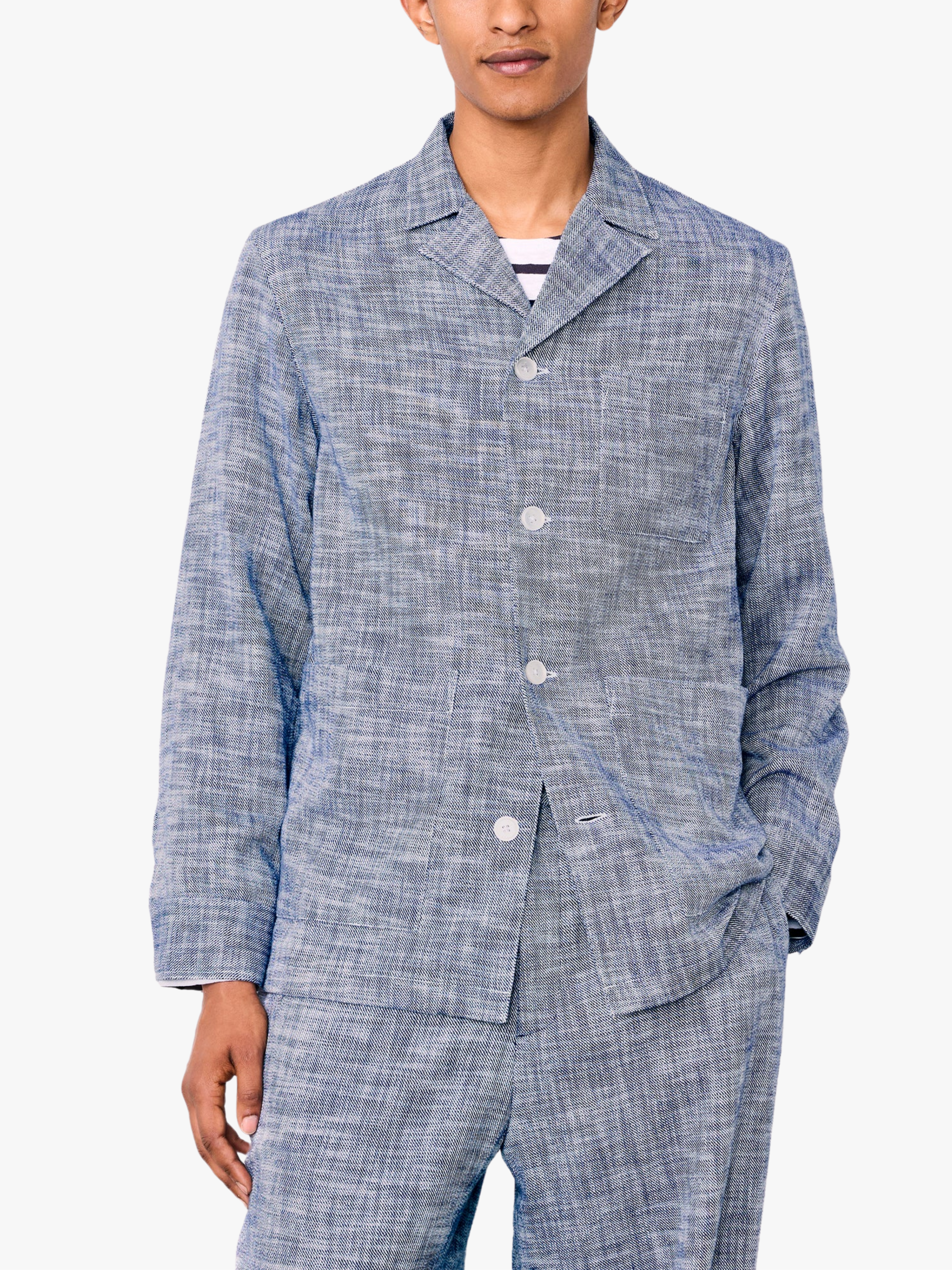 Officine Générale Sheldon Overshirt Jacke Navy Ink/Weiß Herren