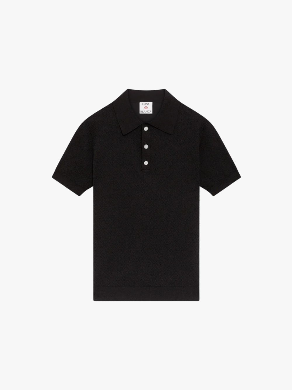 Casablanca Pointelle Monogramm Kurzarm Poloshirt Schwarz Herren