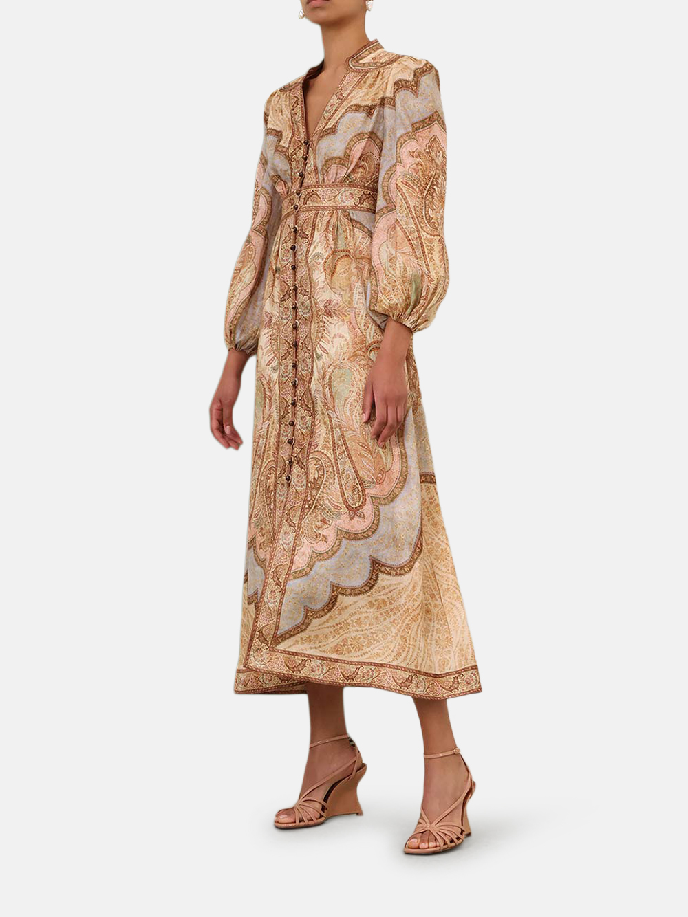 Zimmermann Wanderlust Plunge Midi Dress Tapestry Multi Damen-Midikleid