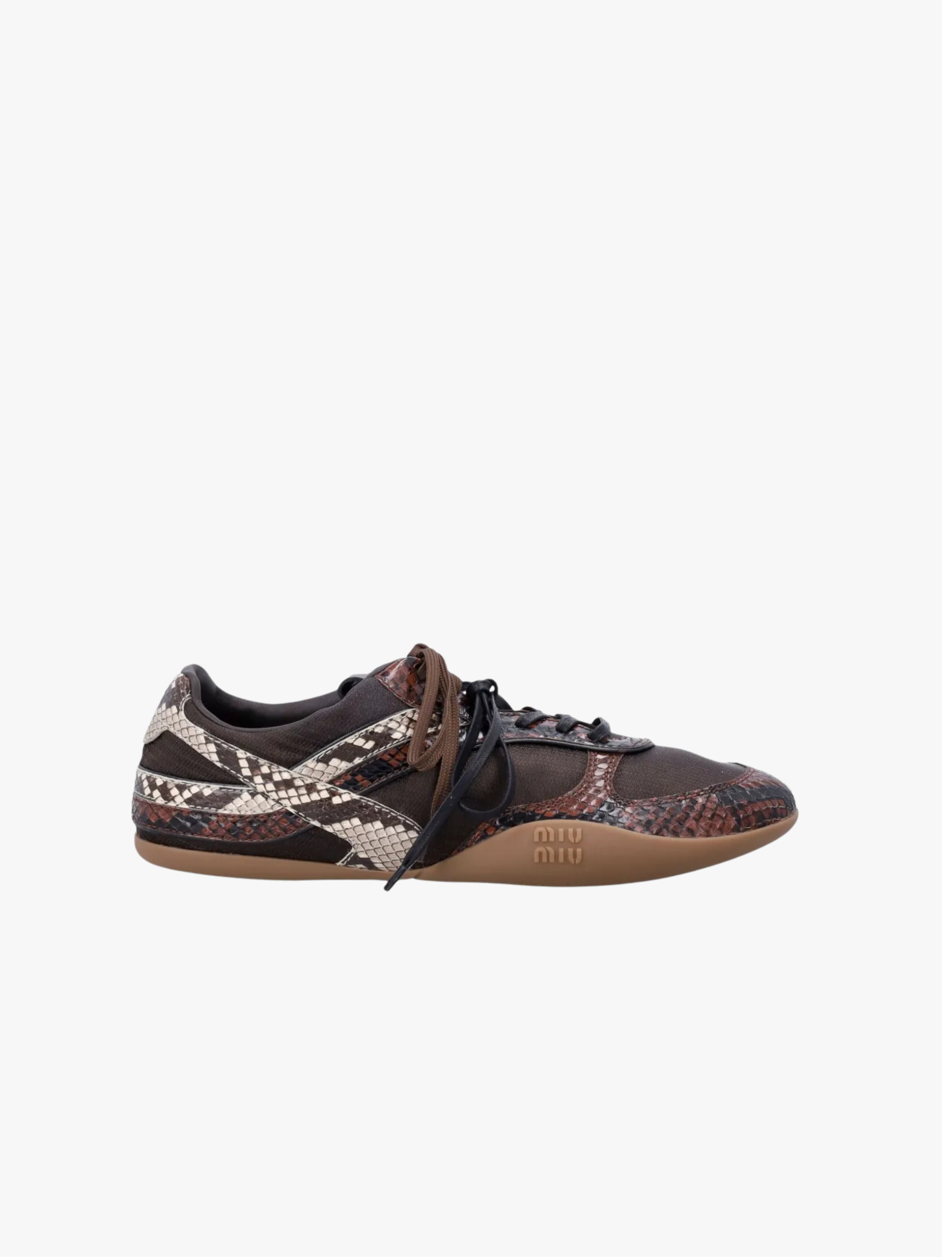 Miu Miu Gymnasium Sneakers mit Schlangen-Optik Braun Damen