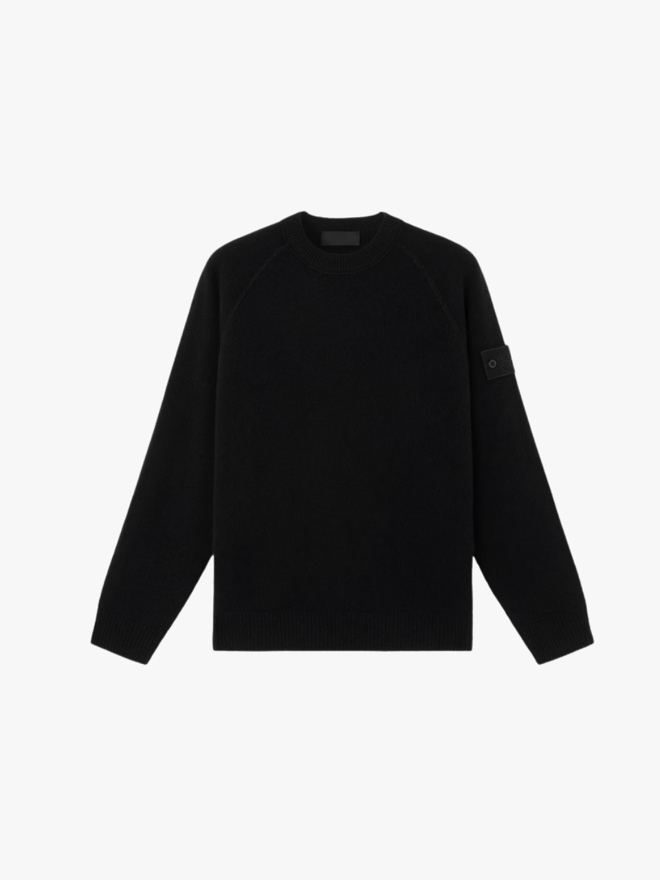 Stone Island Ghost Round Neck Jumper with Raglan Sleeves and Ribbed Cuffs Black Men