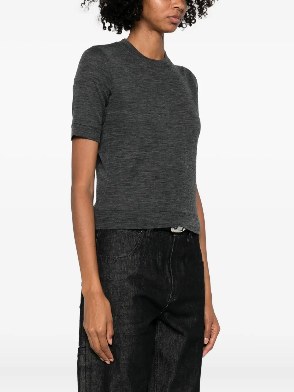 Vince Wool Shrunken T-Shirt Grau Damen