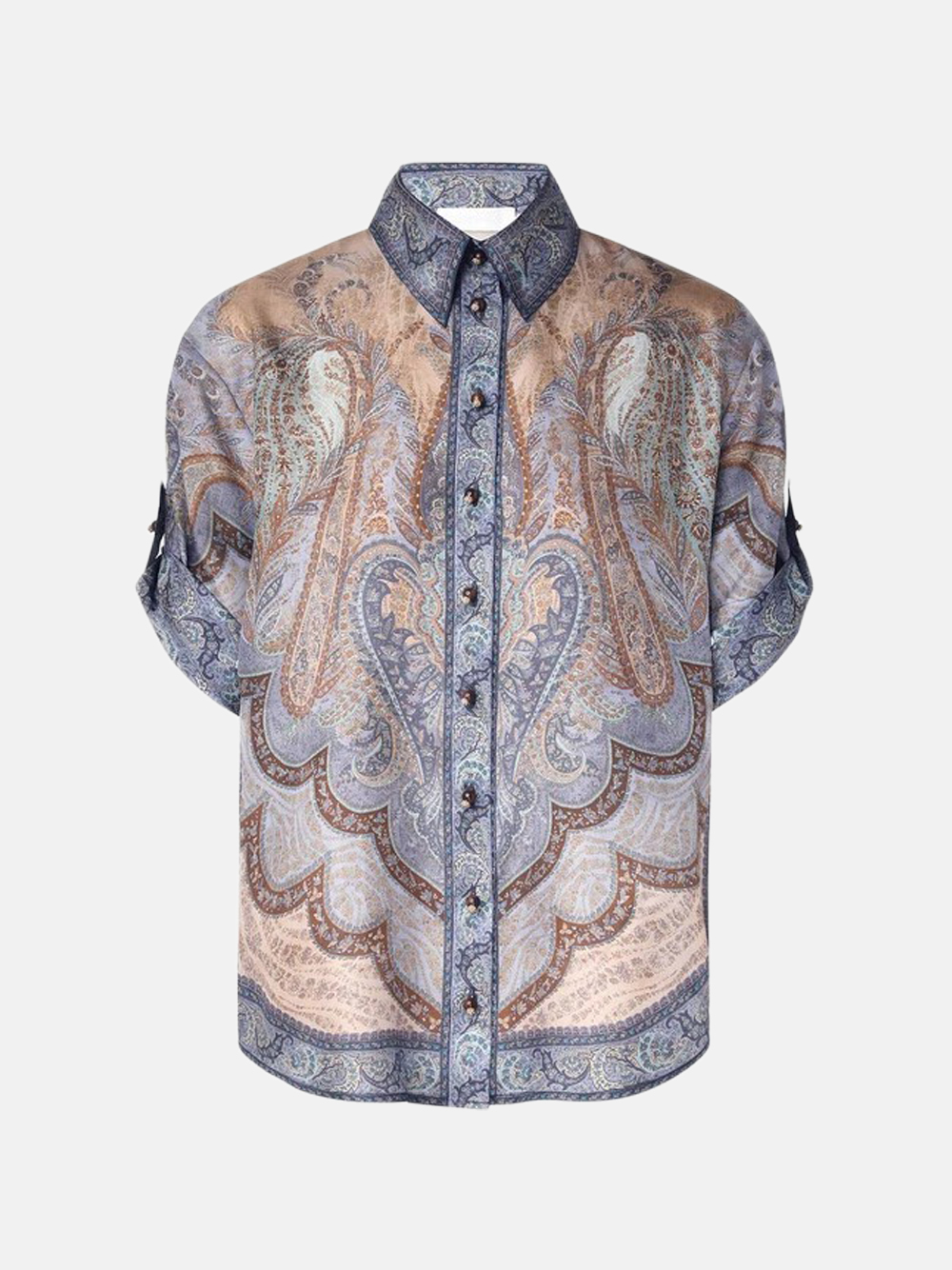 ZIMMERMANN Short-sleeved Wanderlust Tapestry Shirt Blue Women