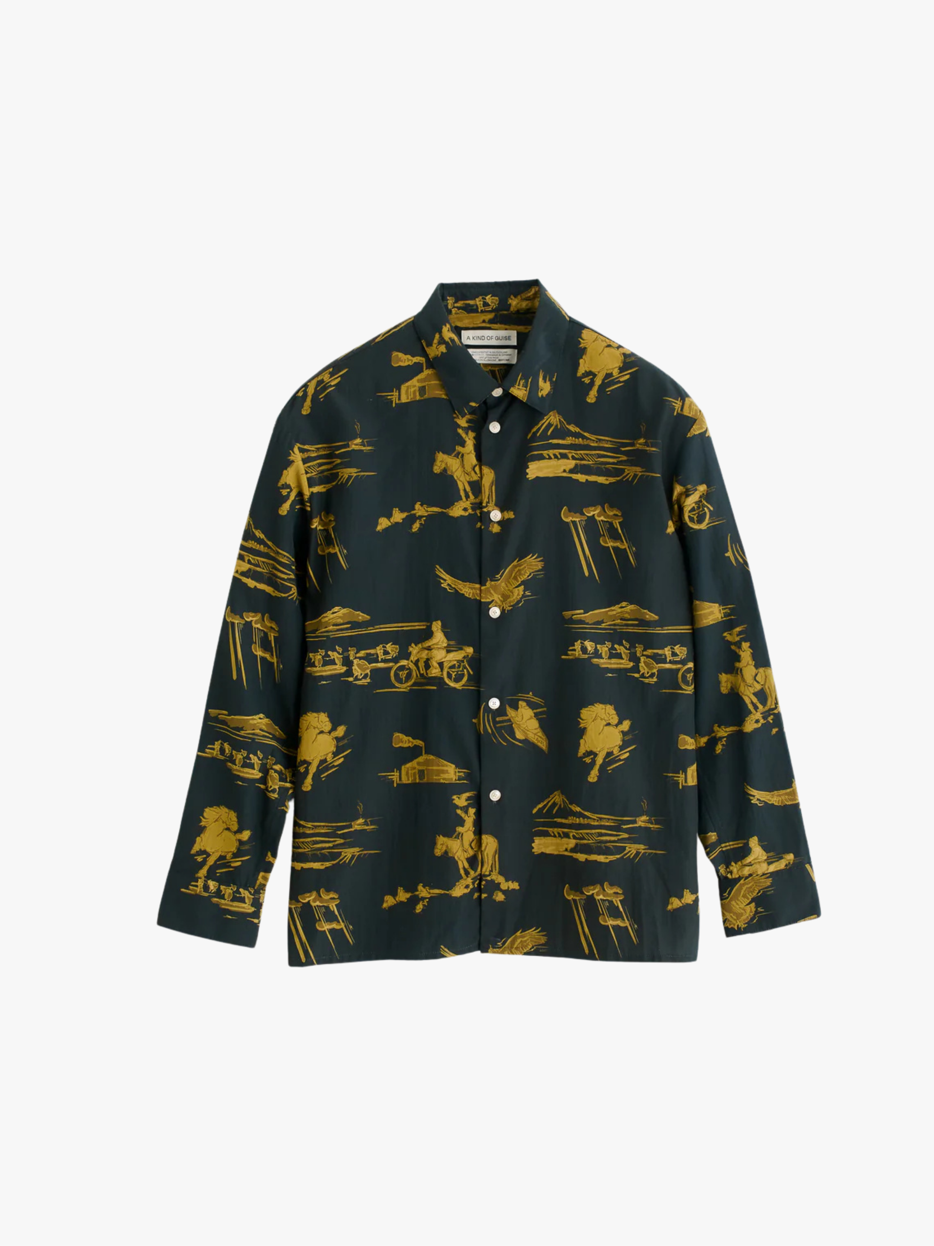 A Kind of Guise Derbin Shirt Mongolian Sketches Grün Herren