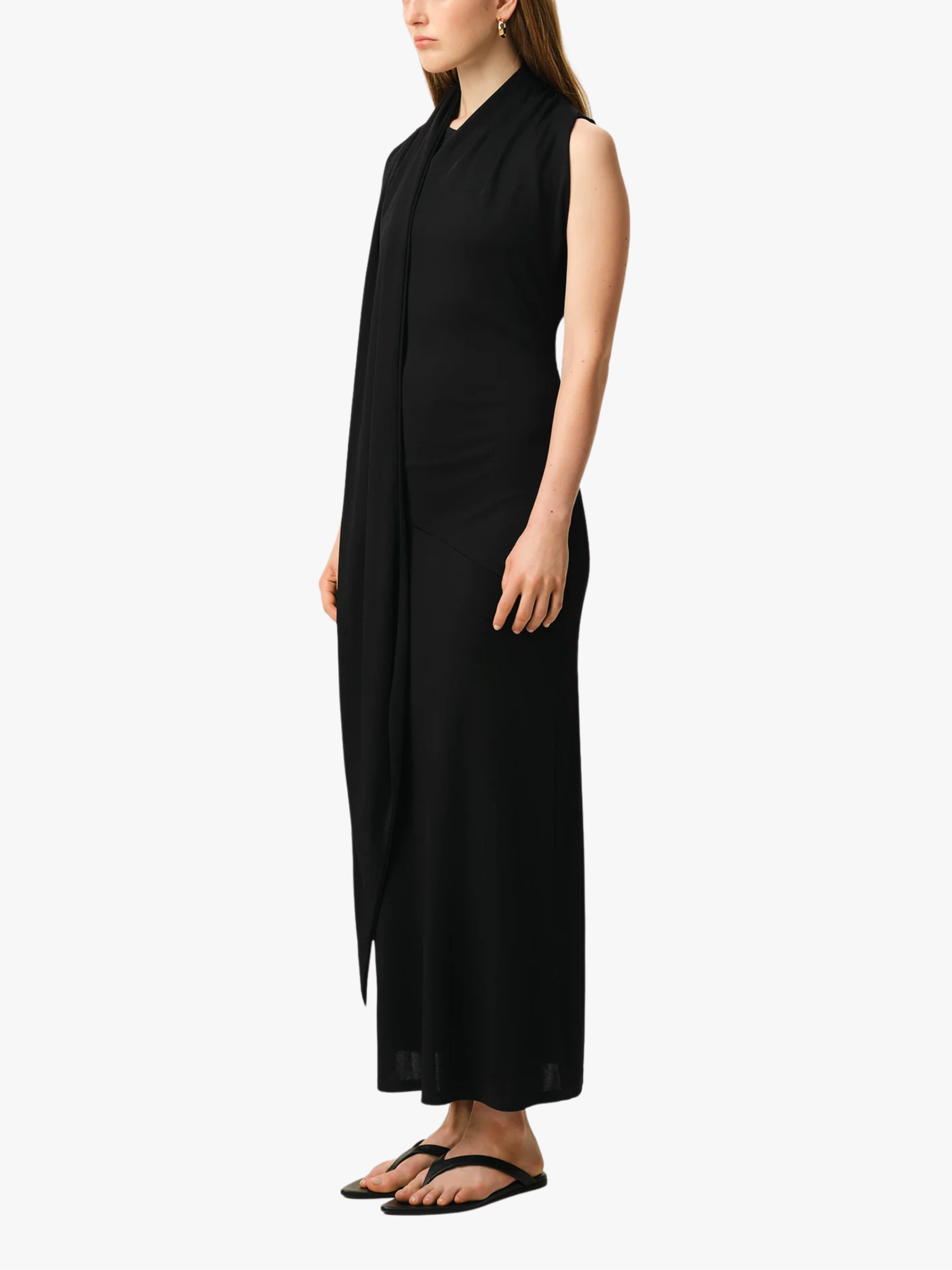 AMI Paris Jersey Maxi Lavalliere Dress Black Women
