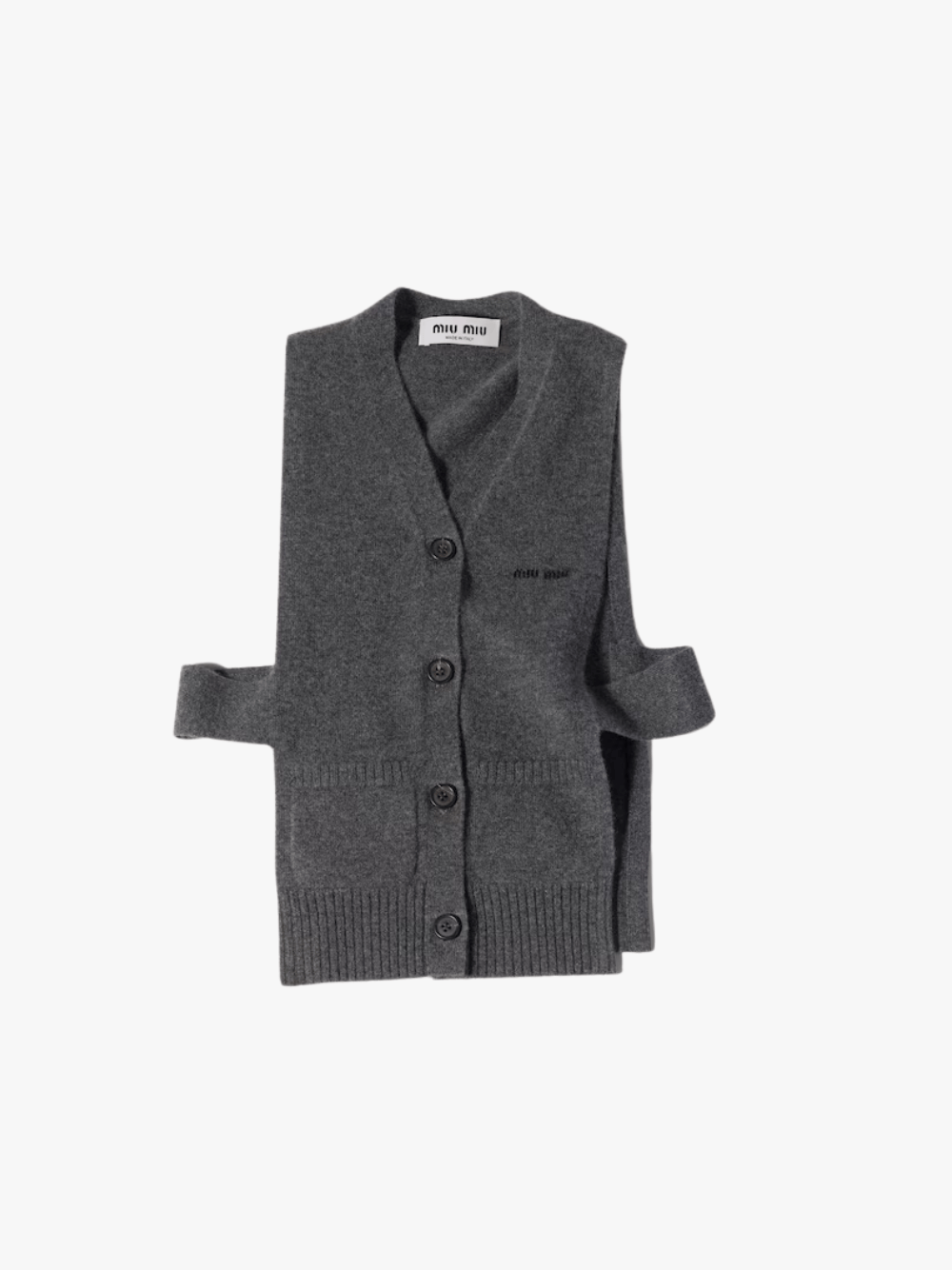 Miu Miu Cashmere Cardigan Vest, Gray, Women's