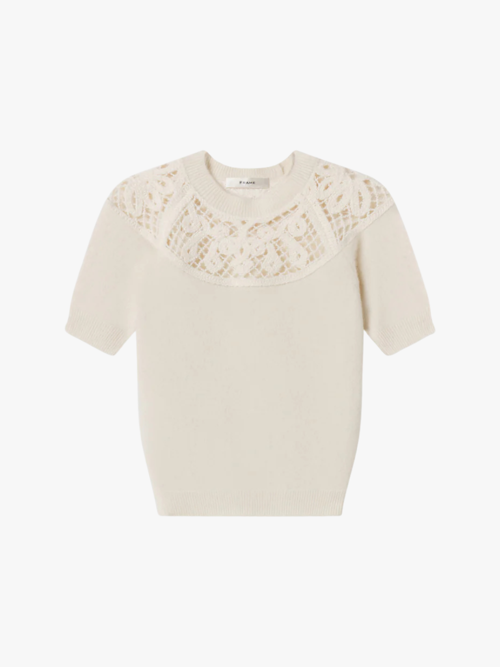 FRAME The Lace Gathered Sweater Cream Damen Pullover