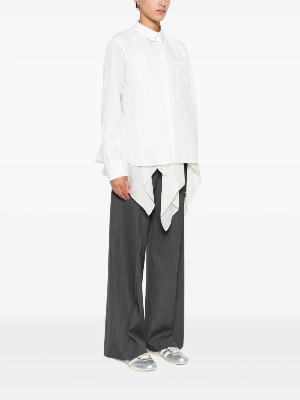 Sacai Gerüschtes Hemd im Layering-Look Weiß Damen
