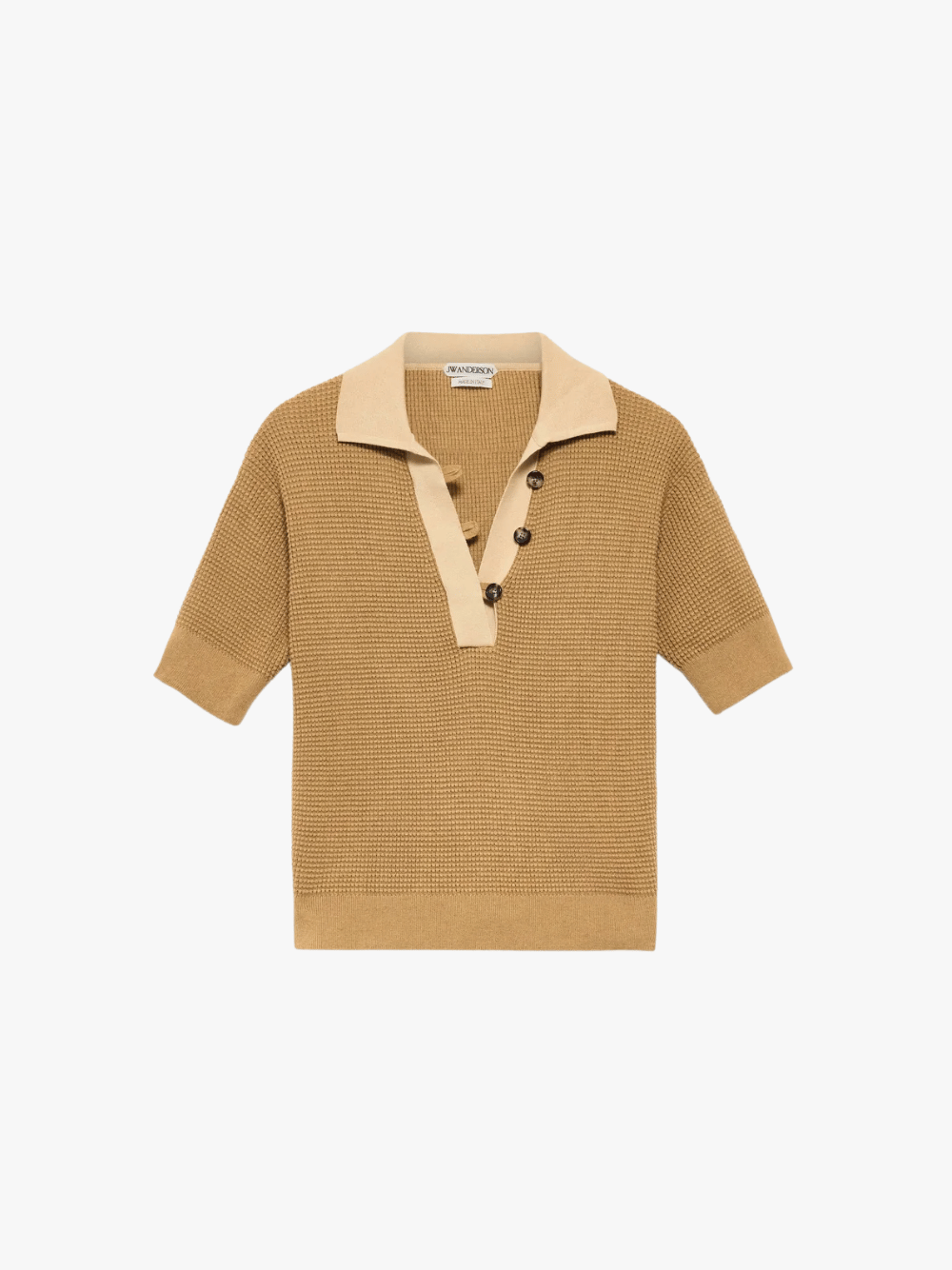 JW Anderson Knitted Polo Top Butterscotch Beige Herren