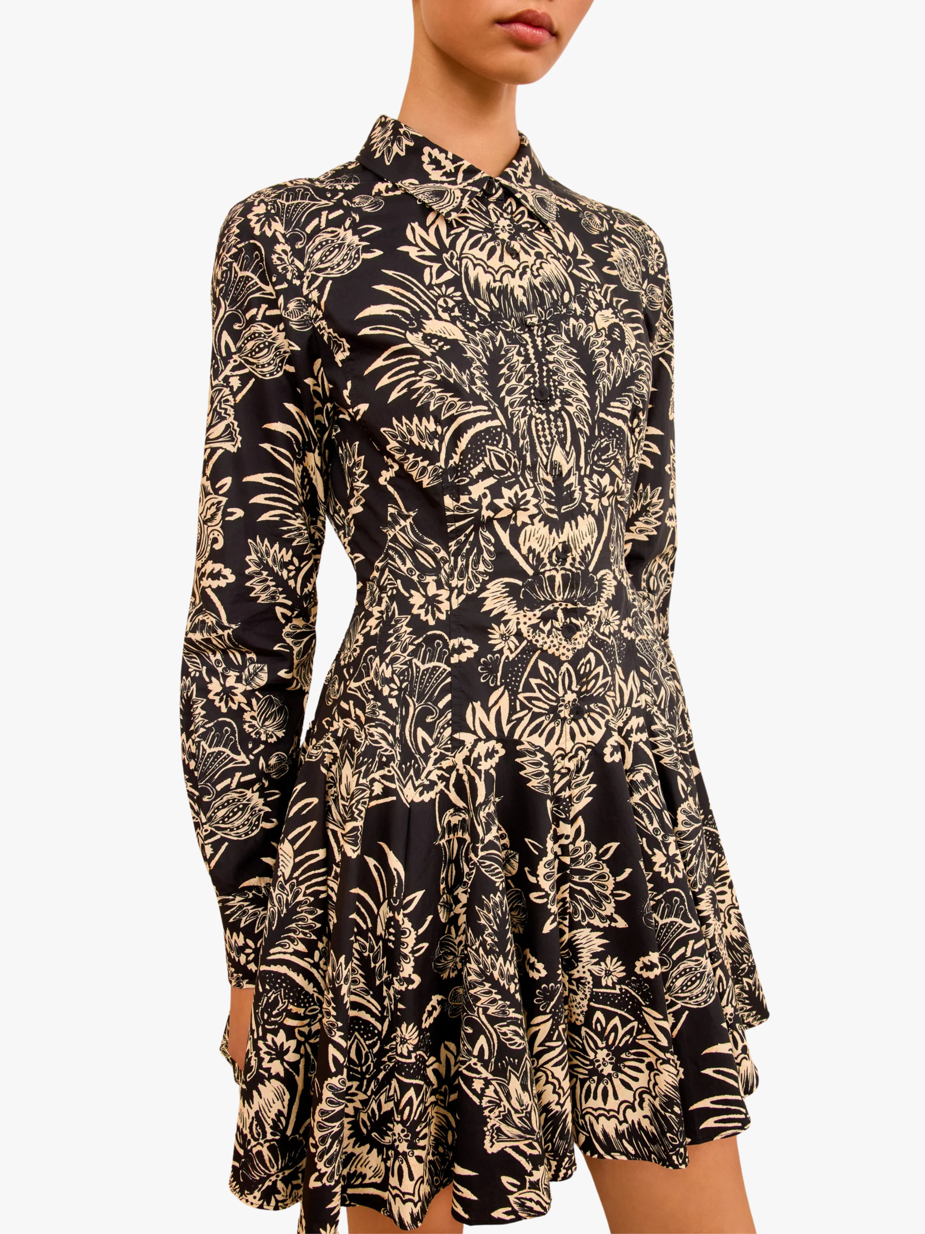 Ulla Johnson Taliah Long Sleeve Mini Dress Schwarz Flora Damen