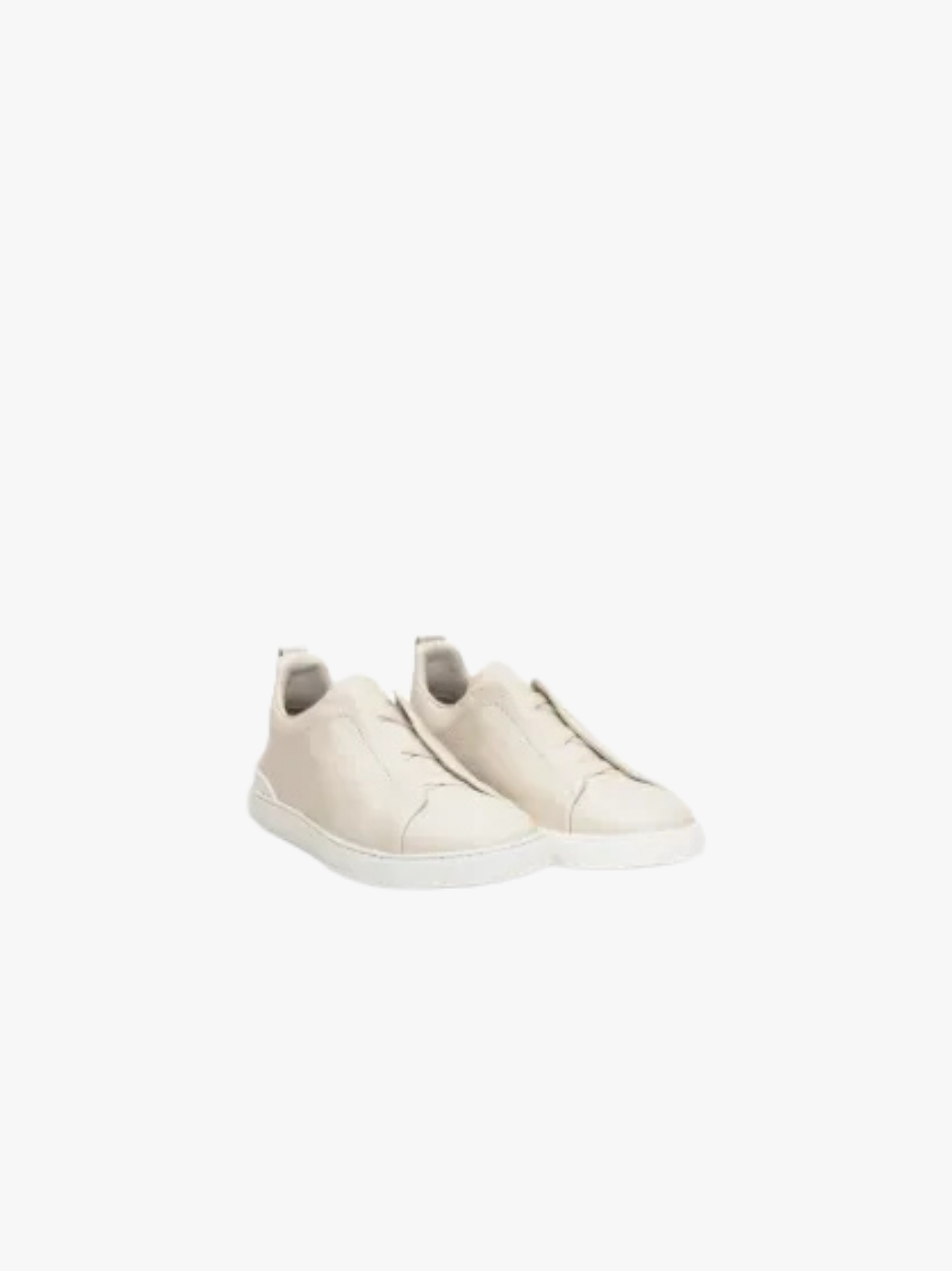 Zegna White Deerskin Triple Stitch Sneakers Herren