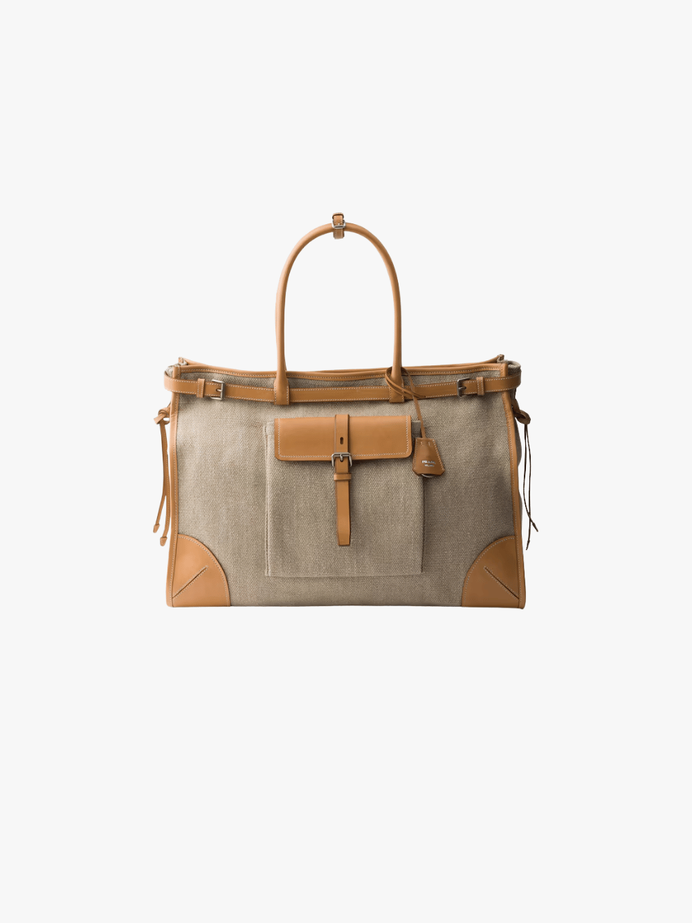 Prada Bonnie Tote Bag aus Leinen und Leder Beige Herren