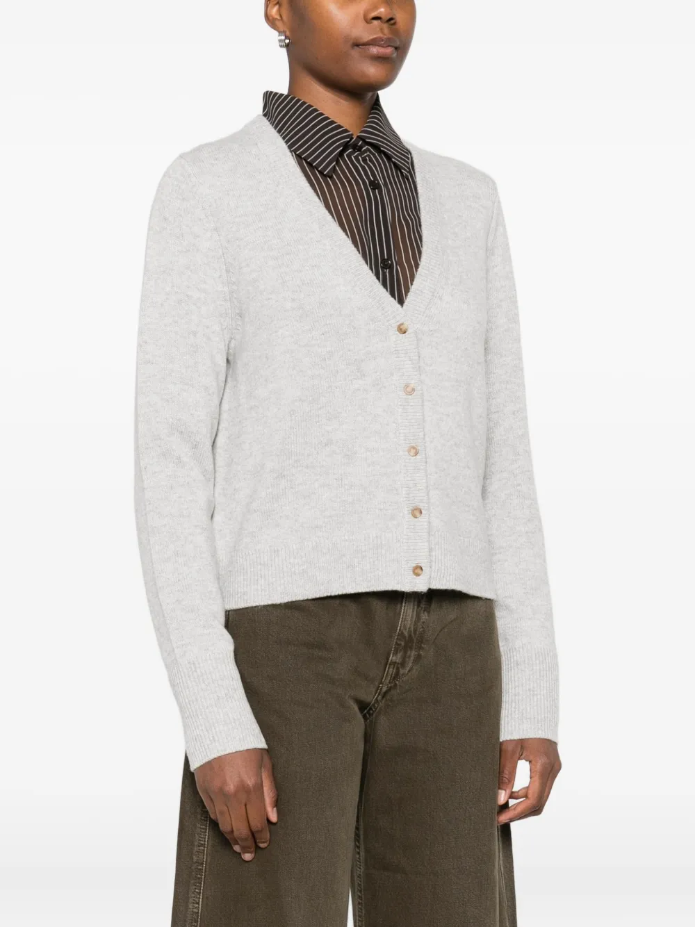 Vince Cardigan mit V-Ausschnitt und Knöpfen Grau Damen