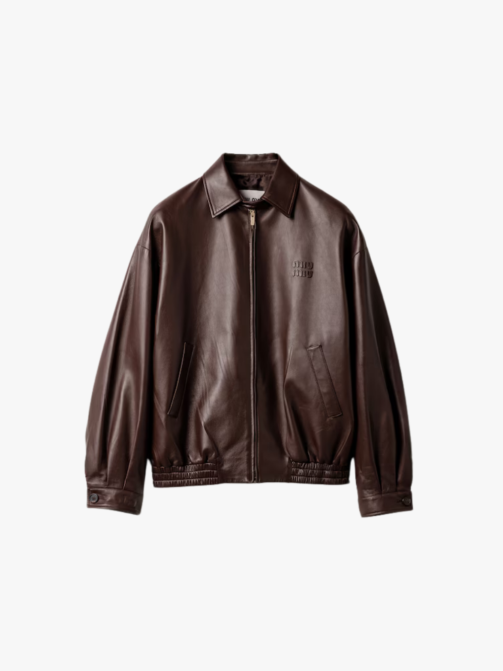 Miu Miu Nappa Leather Blouson Jacket Sienna Leather Jacket Women