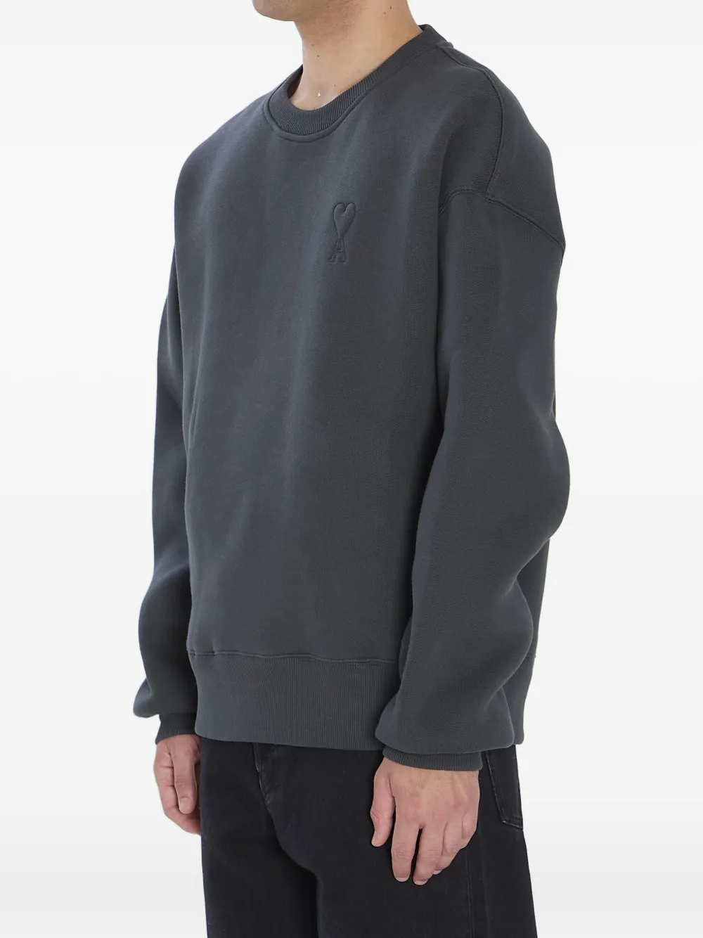 AMI Paris Fleece-Sweatshirt mit Logo-Stickerei Grau Herren