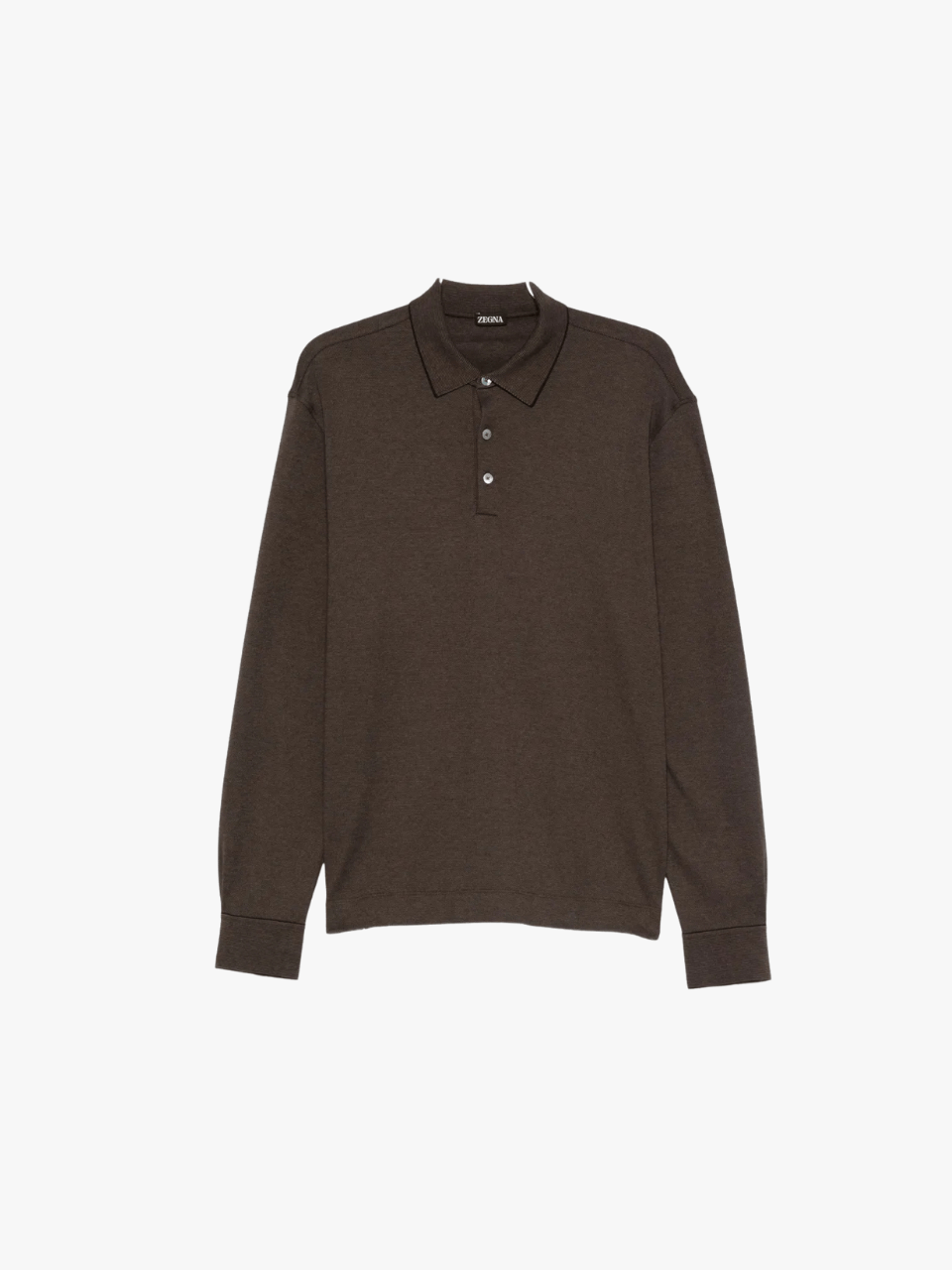 Zegna Langärmliges Polohemd mit Knöpfen Braun Herren