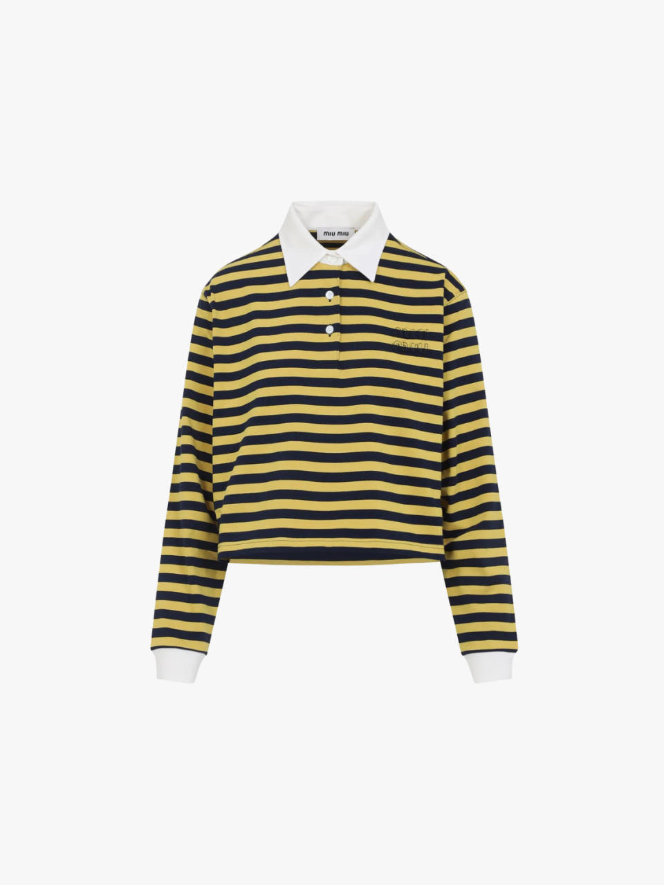 Miu Miu Striped Polo Shirt Yellow Women Miu Miu Striped Polo Shirt Yellow Women
