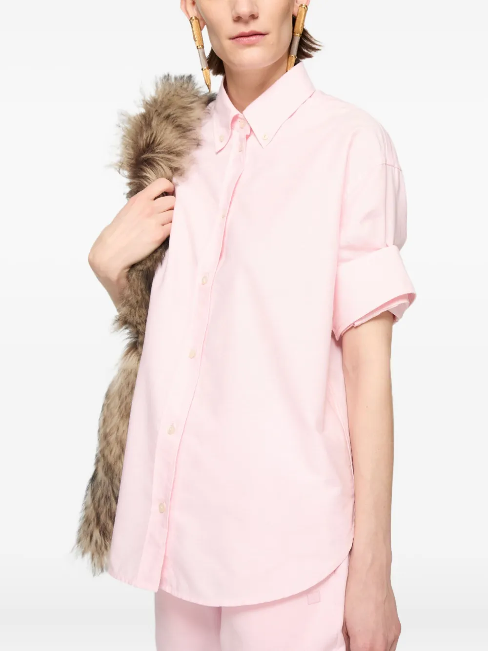 Acne Studios Hemd aus Bio-Baumwolle mit kurzen Ärmeln Pink Damen