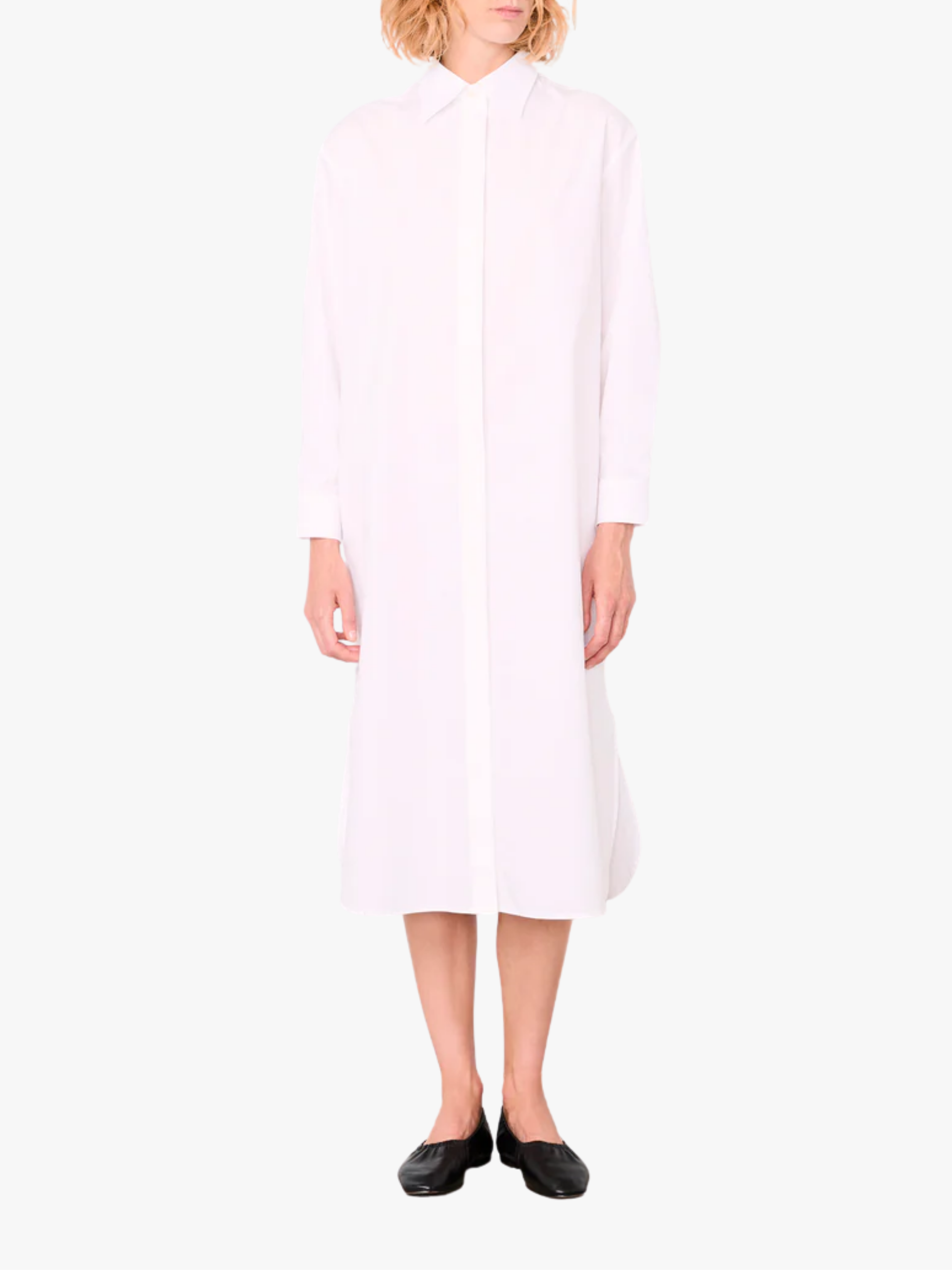 Officine Générale Yester Dress Baumwolle Poplin Weiß Kleid Damen