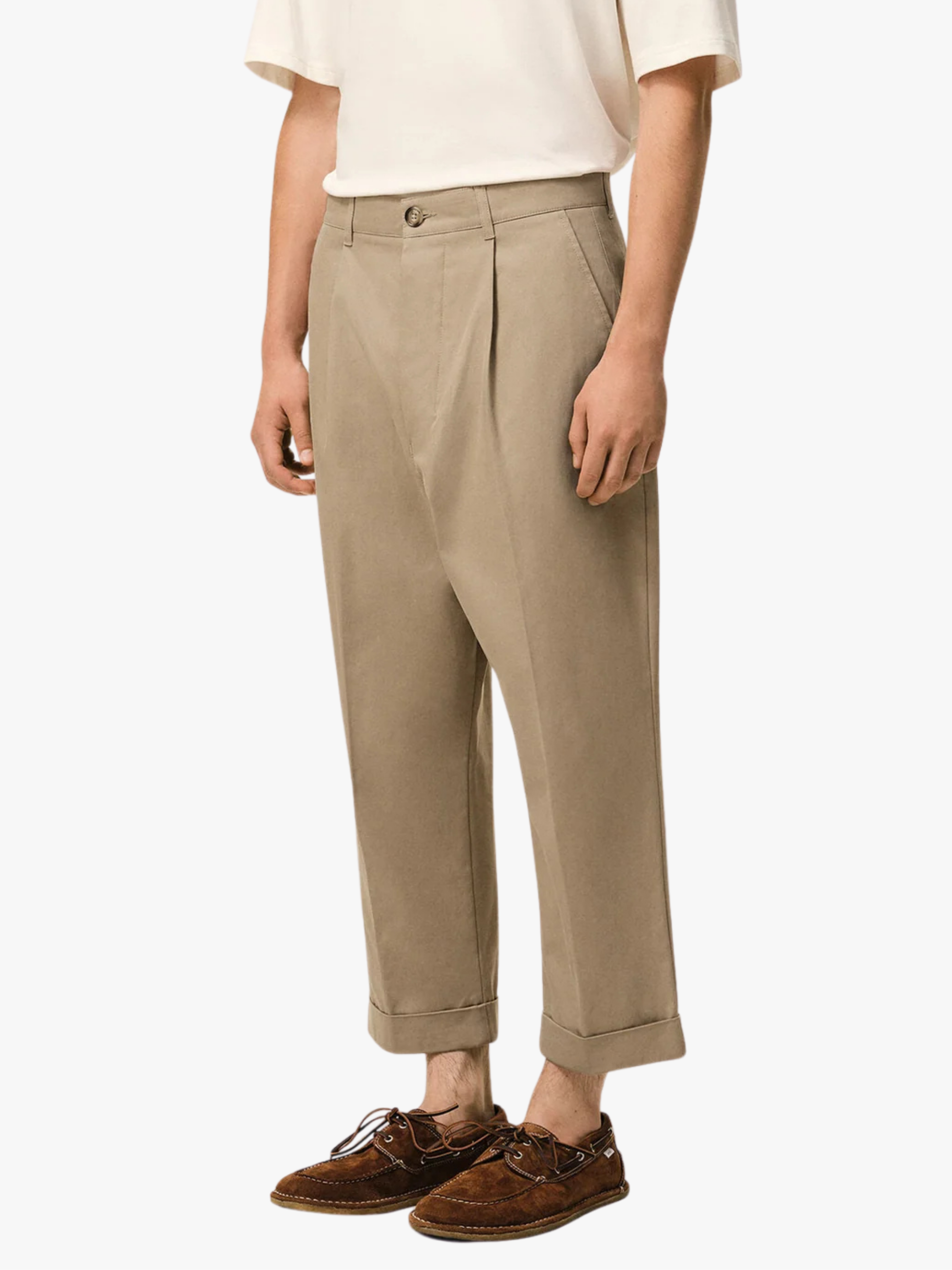 Ami Paris Beige Cotton Carrot Oversized Trousers Men