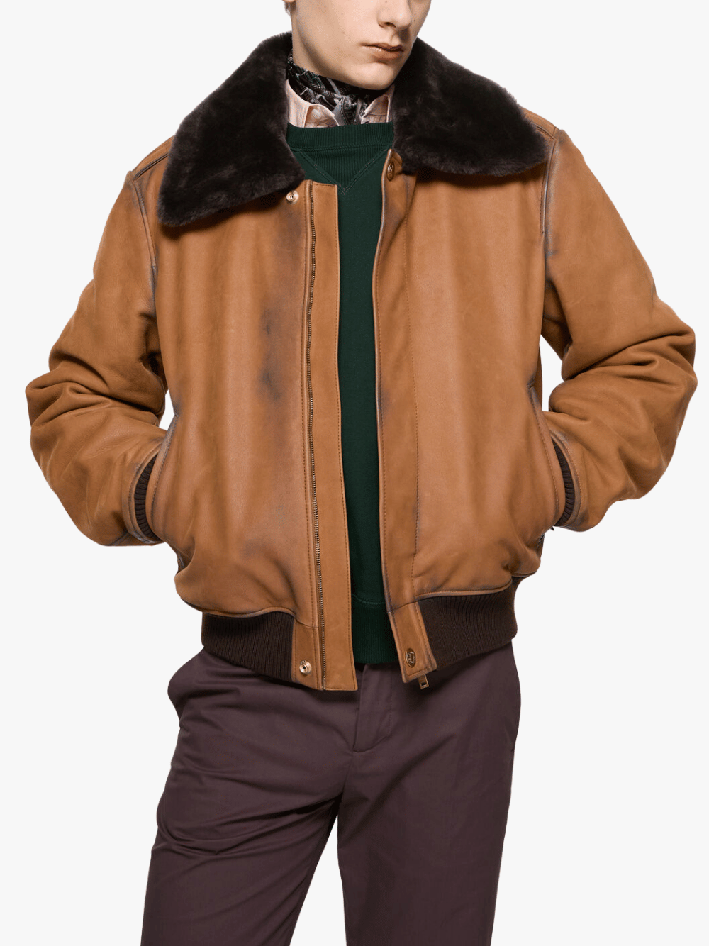 Acne Studios Veloursleder-Bomberjacke Braun Herren