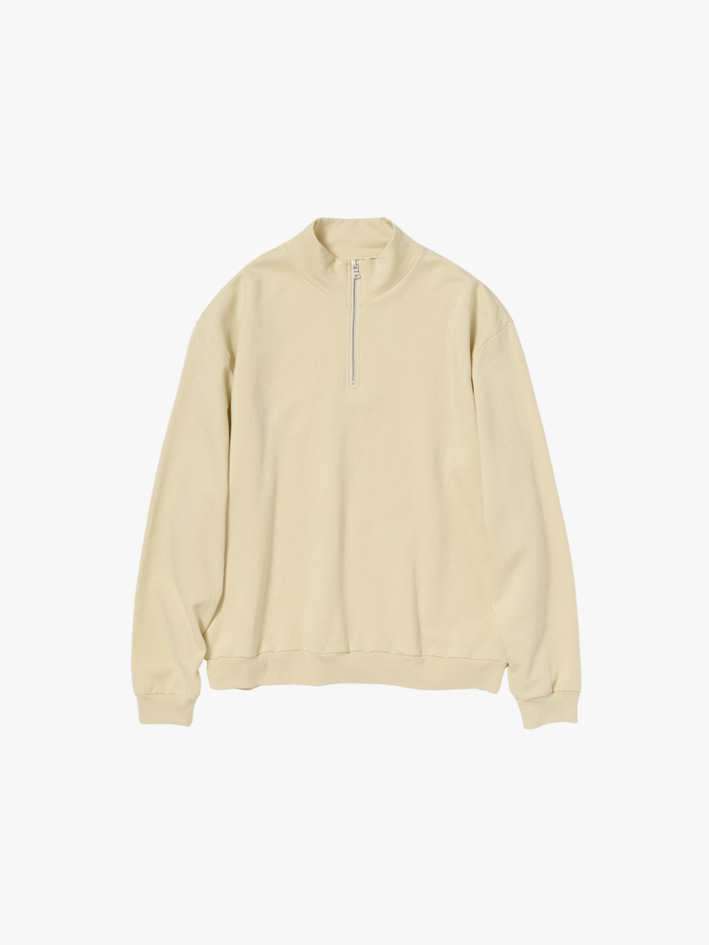Auralee Elastic High Gauge Sweat Half Zip P/O Ivory Beige Herren‑Sweatshirt