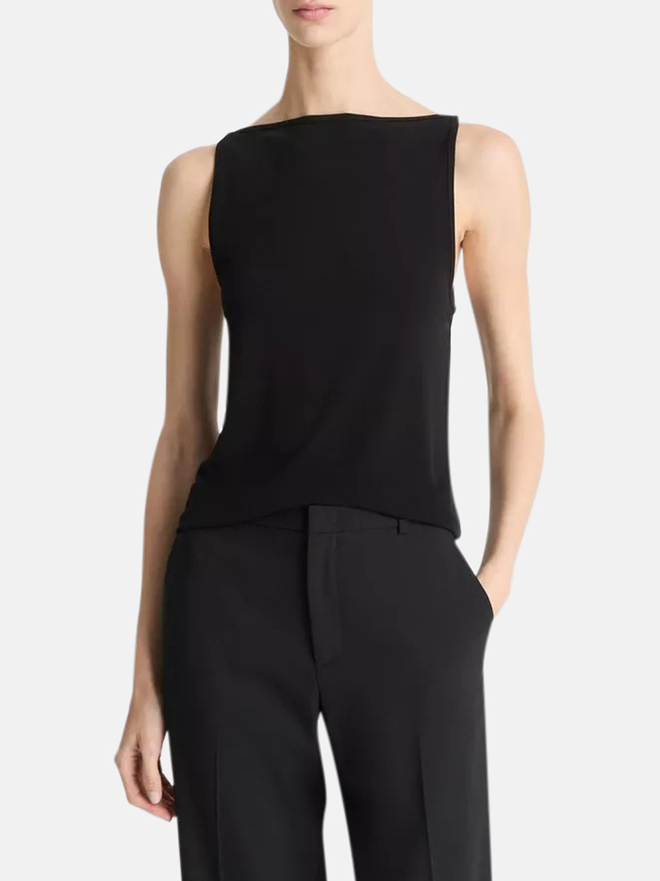Vince jersey tank with round neck black women