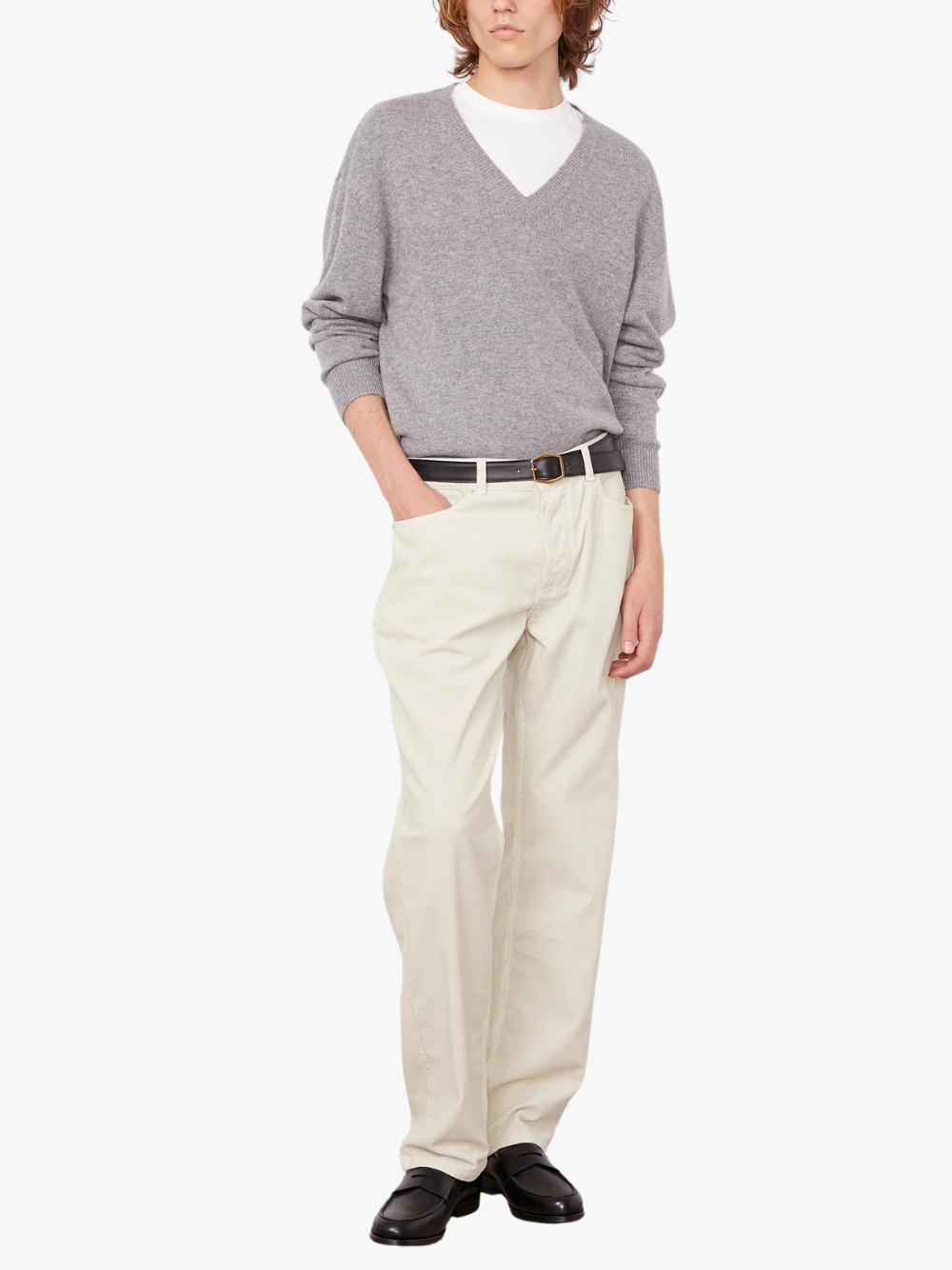 Officine Générale Manu Sweater Light Heather Grey Kaschmirpullover Herren