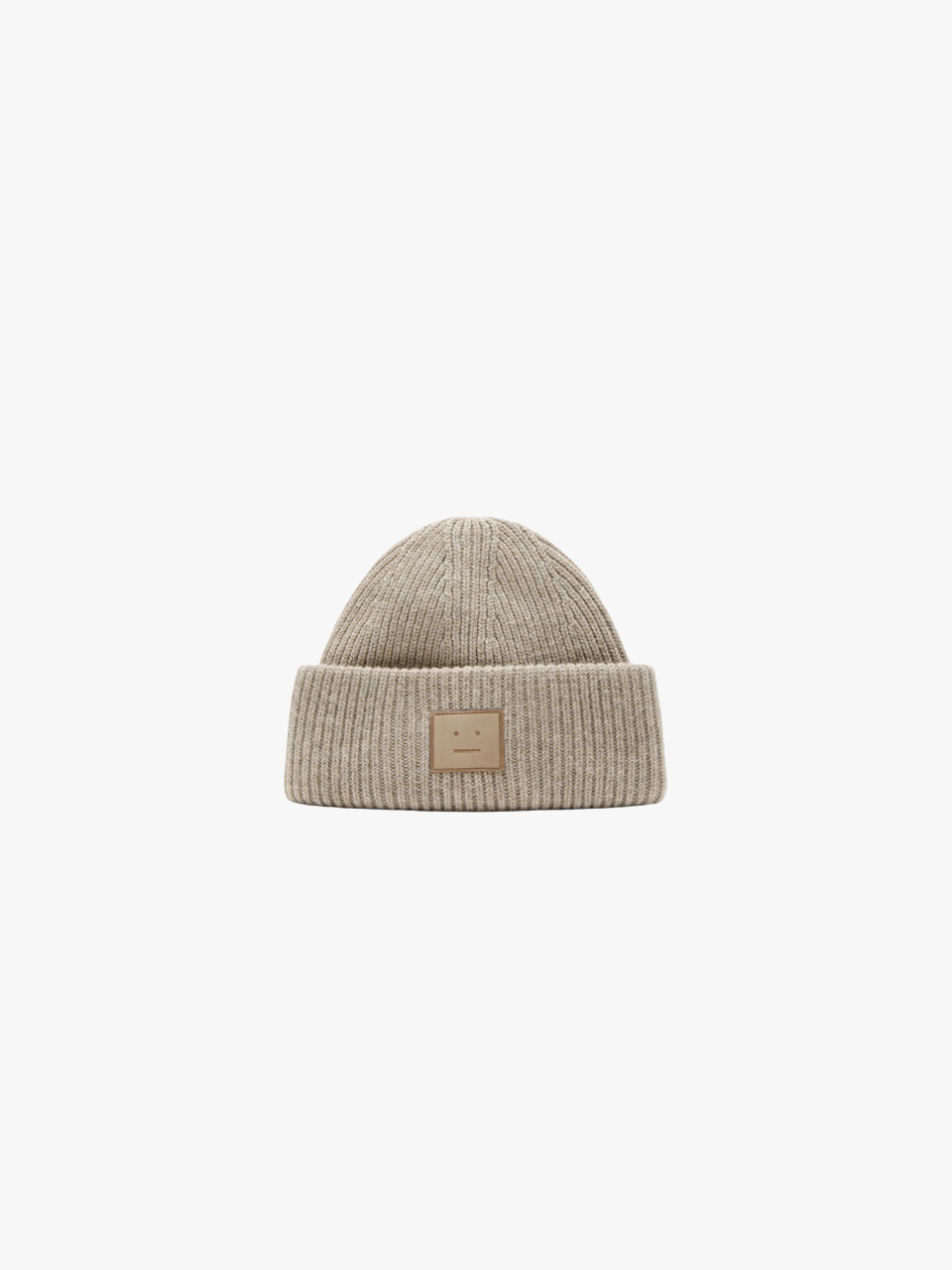 Acne Studios Beanie Large Face Logo Yak-Wolle Beige Herren