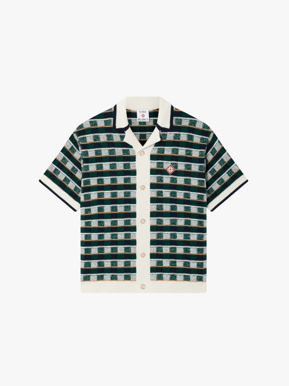 Casablanca Men's Green Crochet Mosaic Shirt