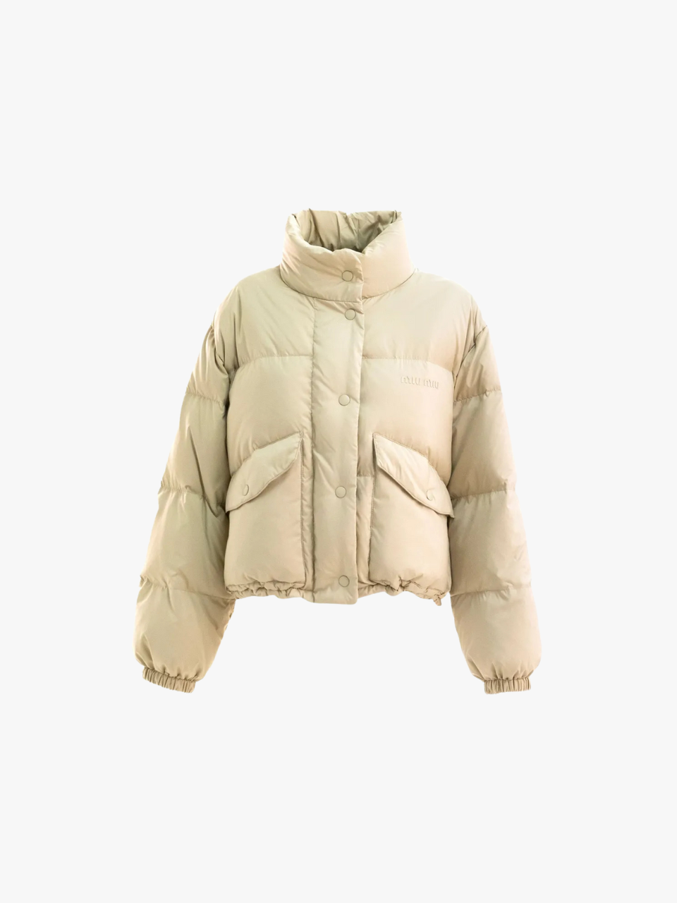Miu Miu Quilted High-Neck Jacket Beige Damen