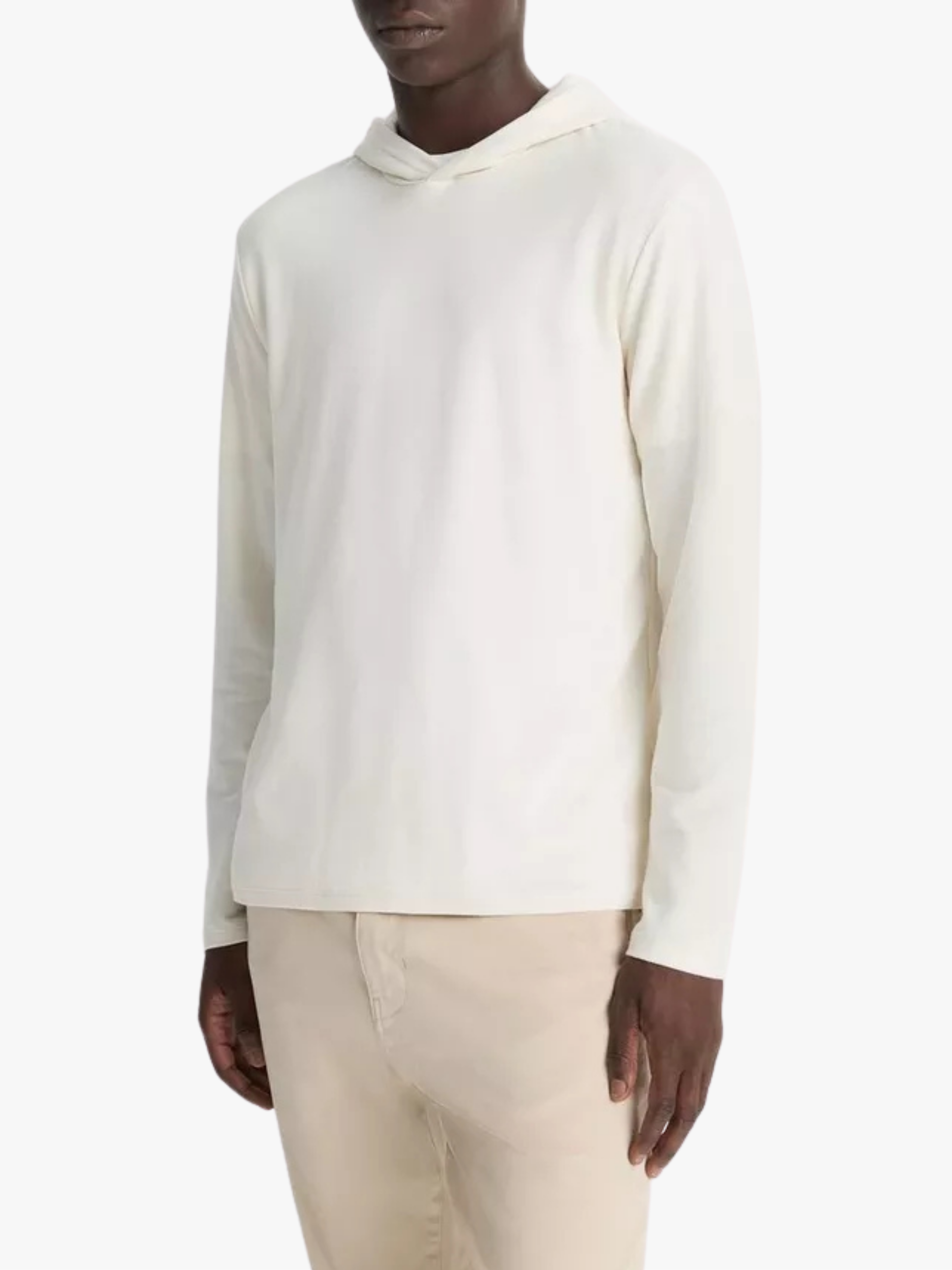 Vince Pima Cotton Piqué Hoodie Bianco White Men Vince Pima Cotton Piqué Hoodie Bianco White Men