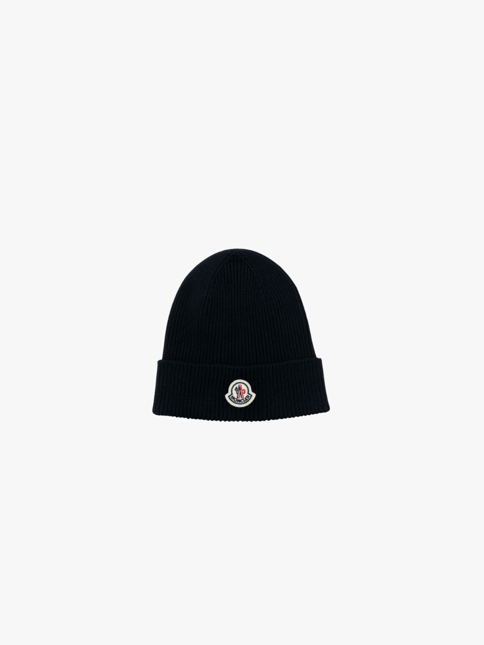 Moncler Gerippte Beanie mit Logo-Patch Marineblau Herren