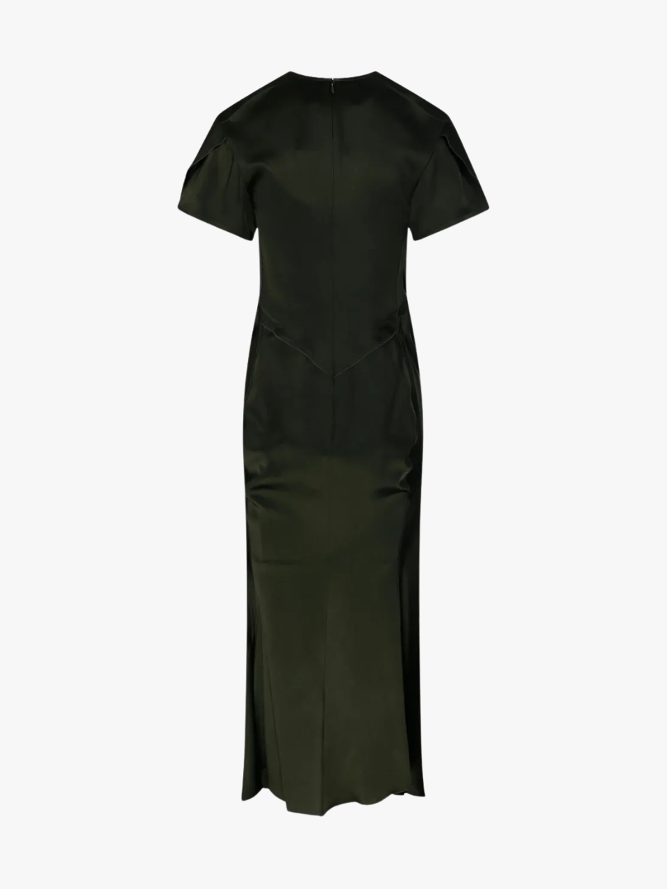 Victoria Beckham Midi Dress with V-Neck Green Women Victoria Beckham Midi Dress with V-Neck Green Women